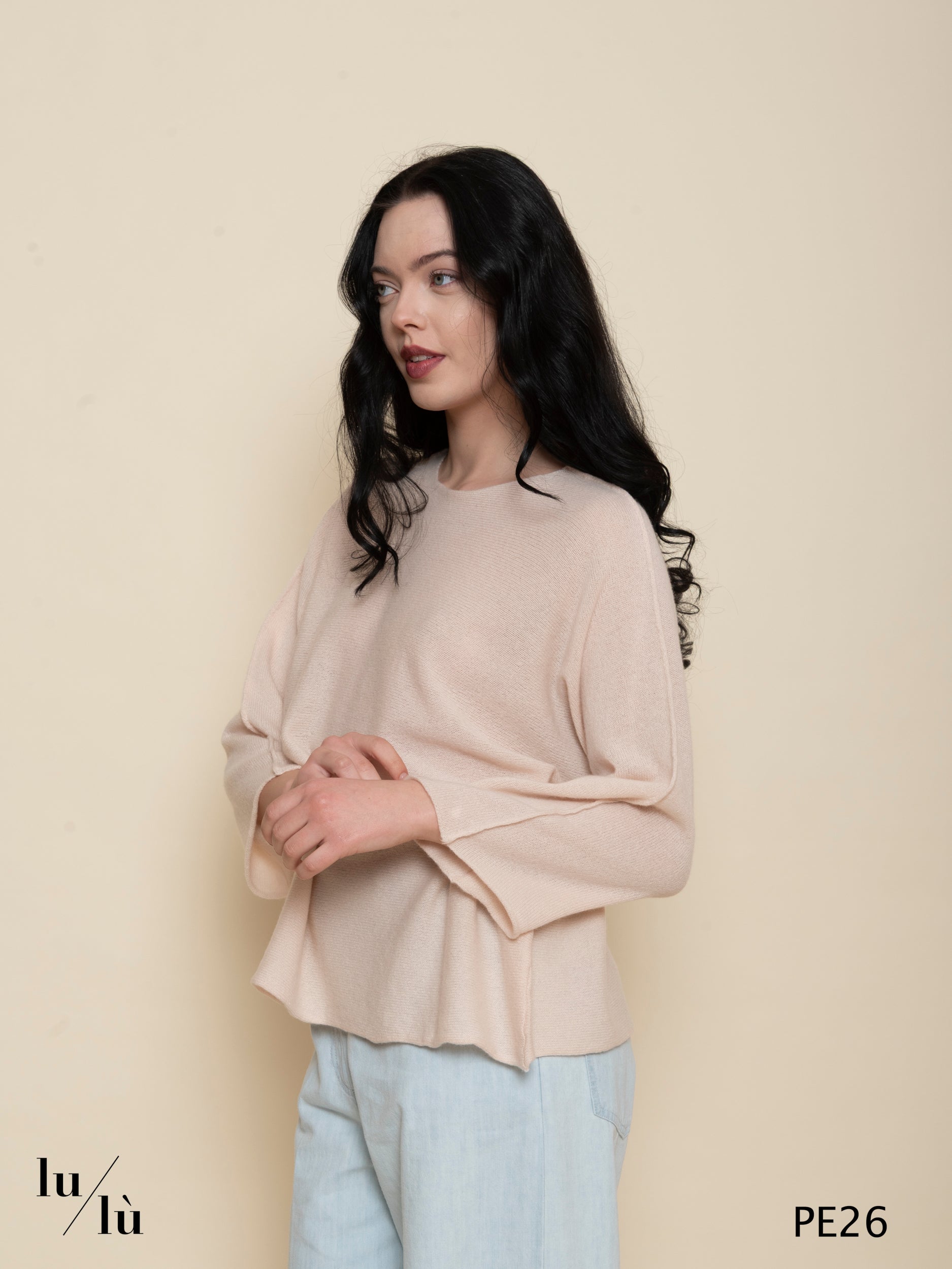 Viola - Poncho donna in cashmere 100% con manica a kimono