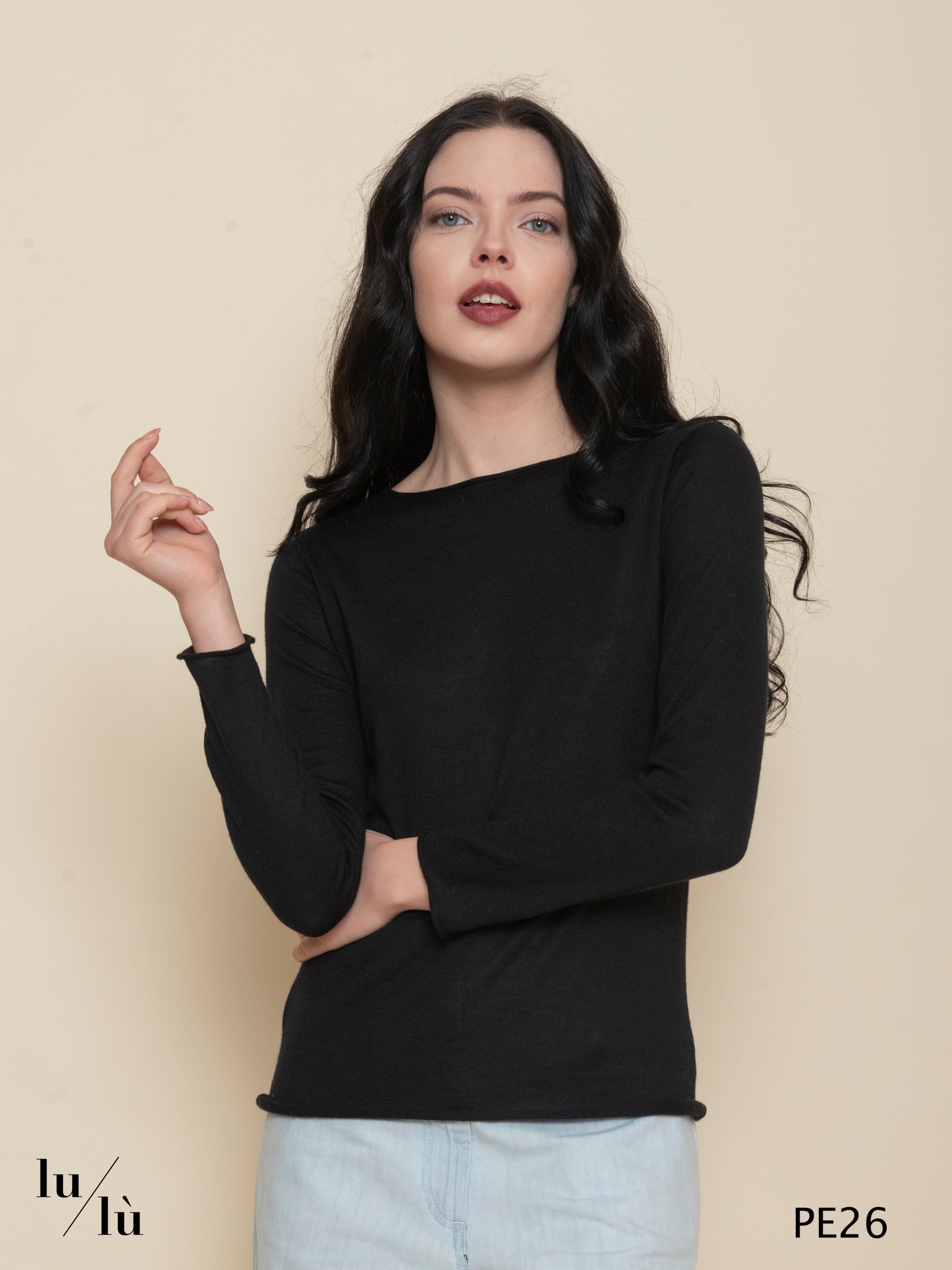 Camelia - Maglia donna girocollo in cashmere e seta