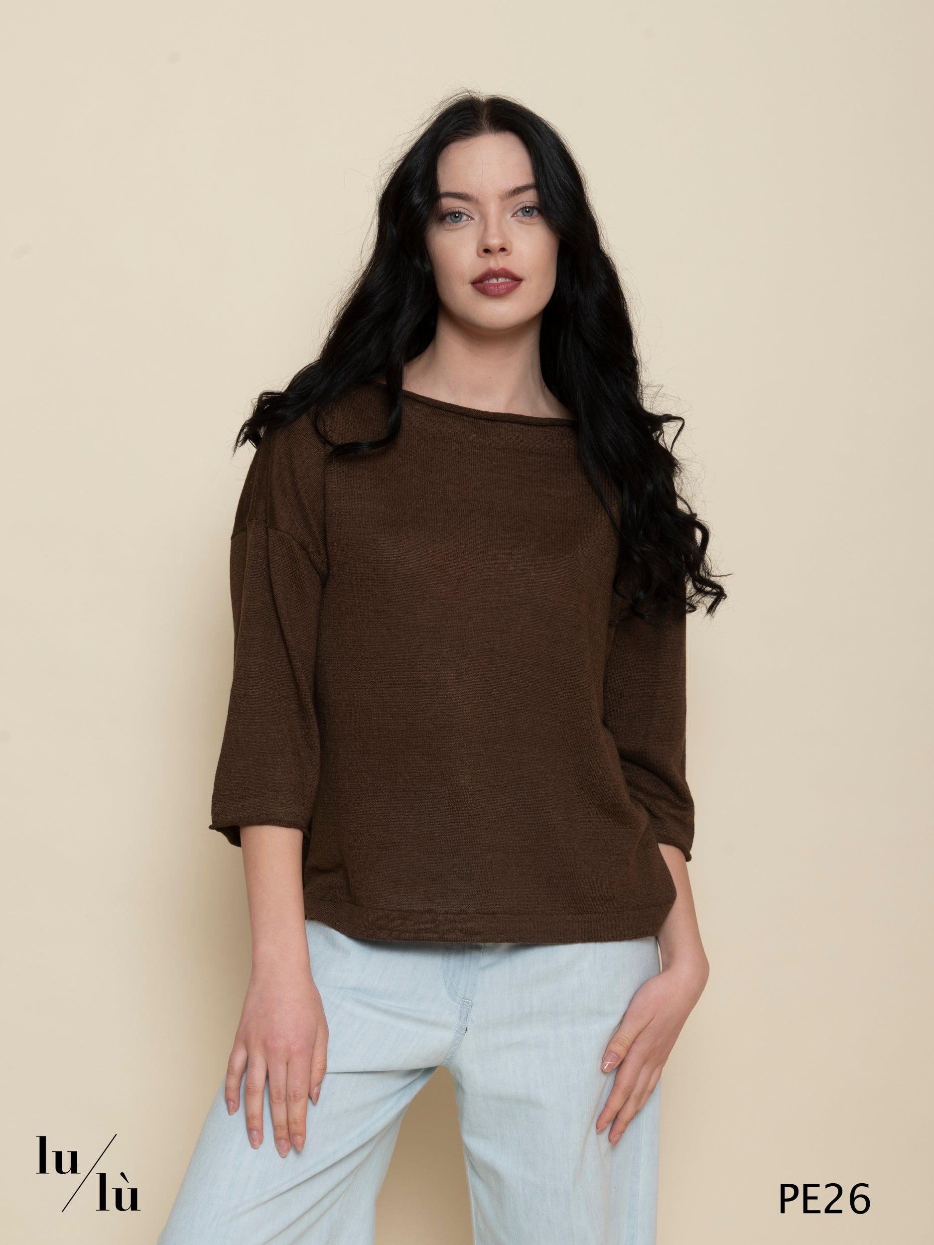 Magnolia - Maglia donna in lino 100% a manica tre quarti