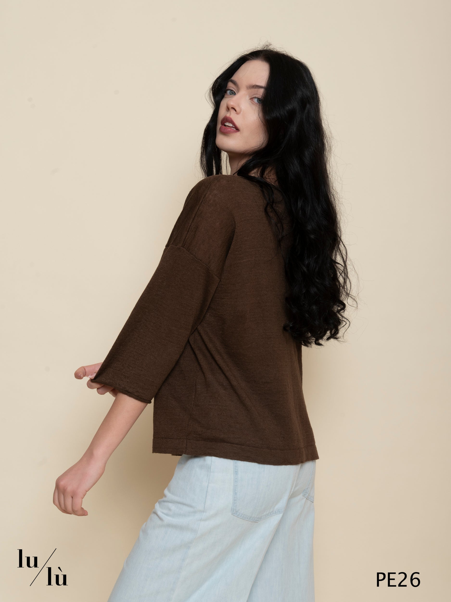 Magnolia - Maglia donna in lino 100% a manica tre quarti