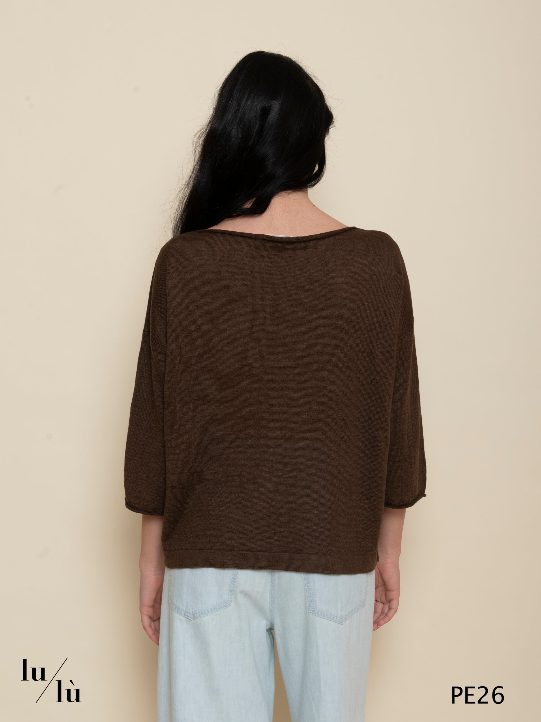 Magnolia - Maglia donna in lino 100% a manica tre quarti