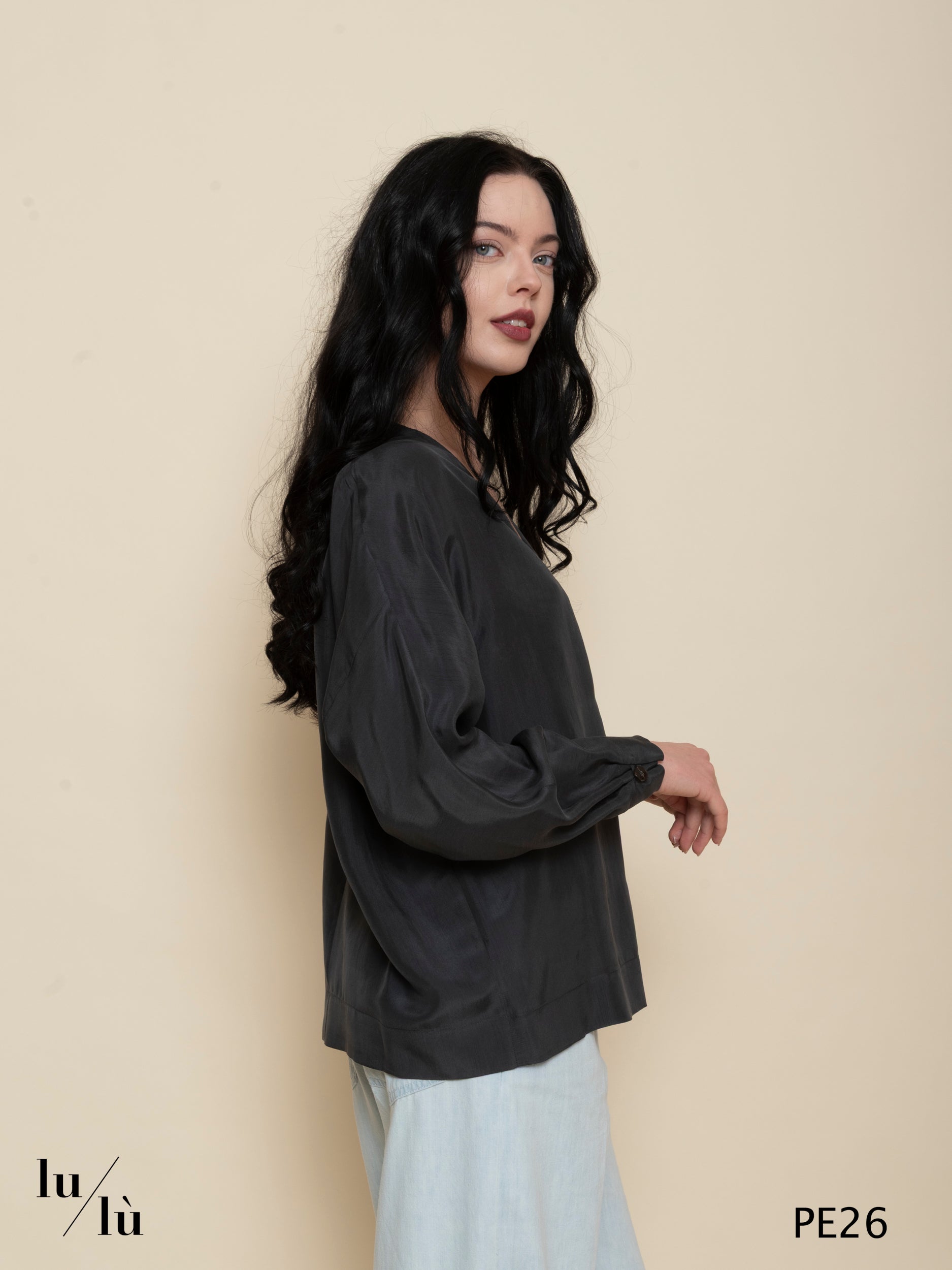 Lavanda - Camicia donna in seta 100% con bottoni