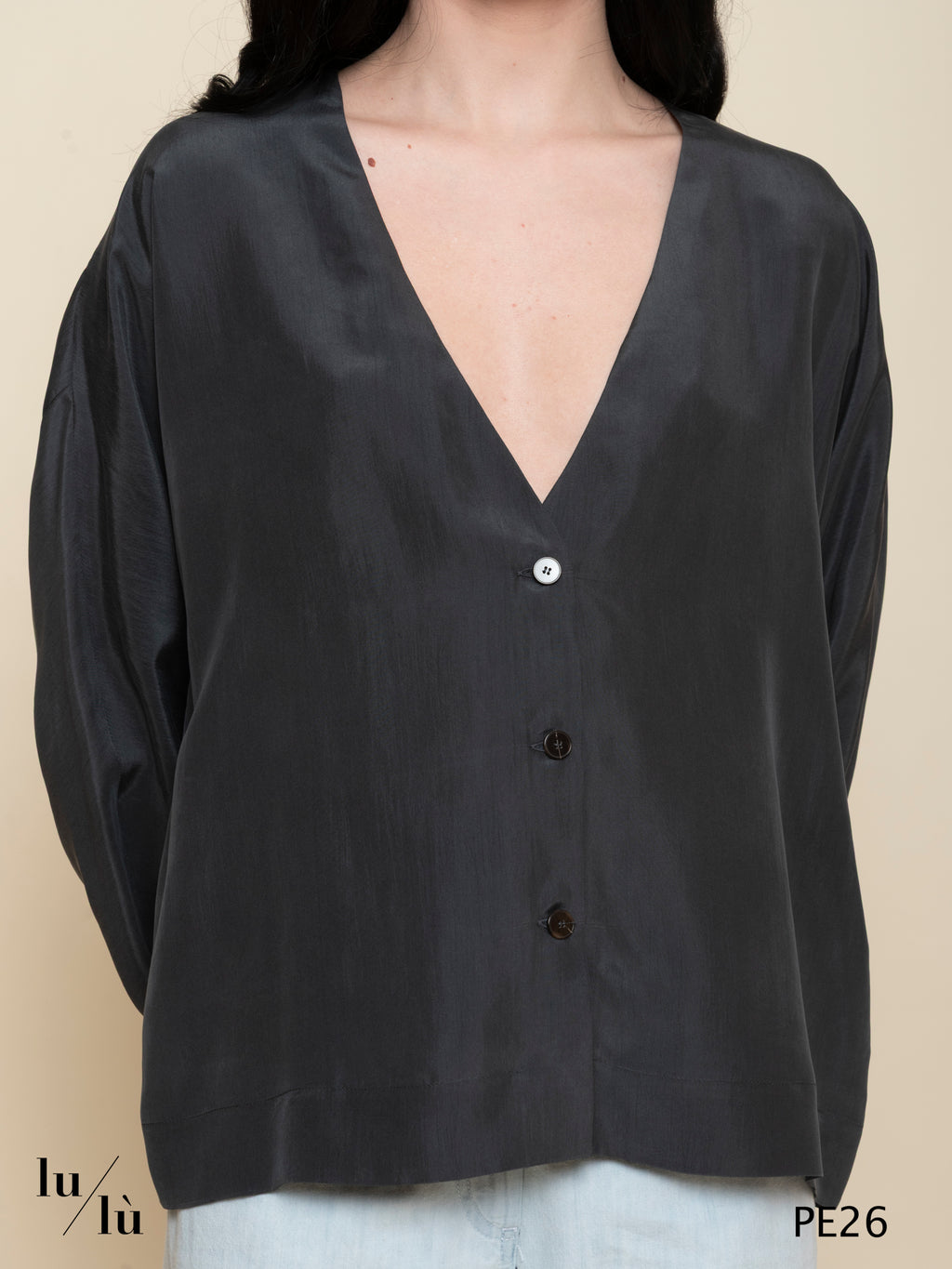 Lavanda - Camicia donna in seta 100% con bottoni