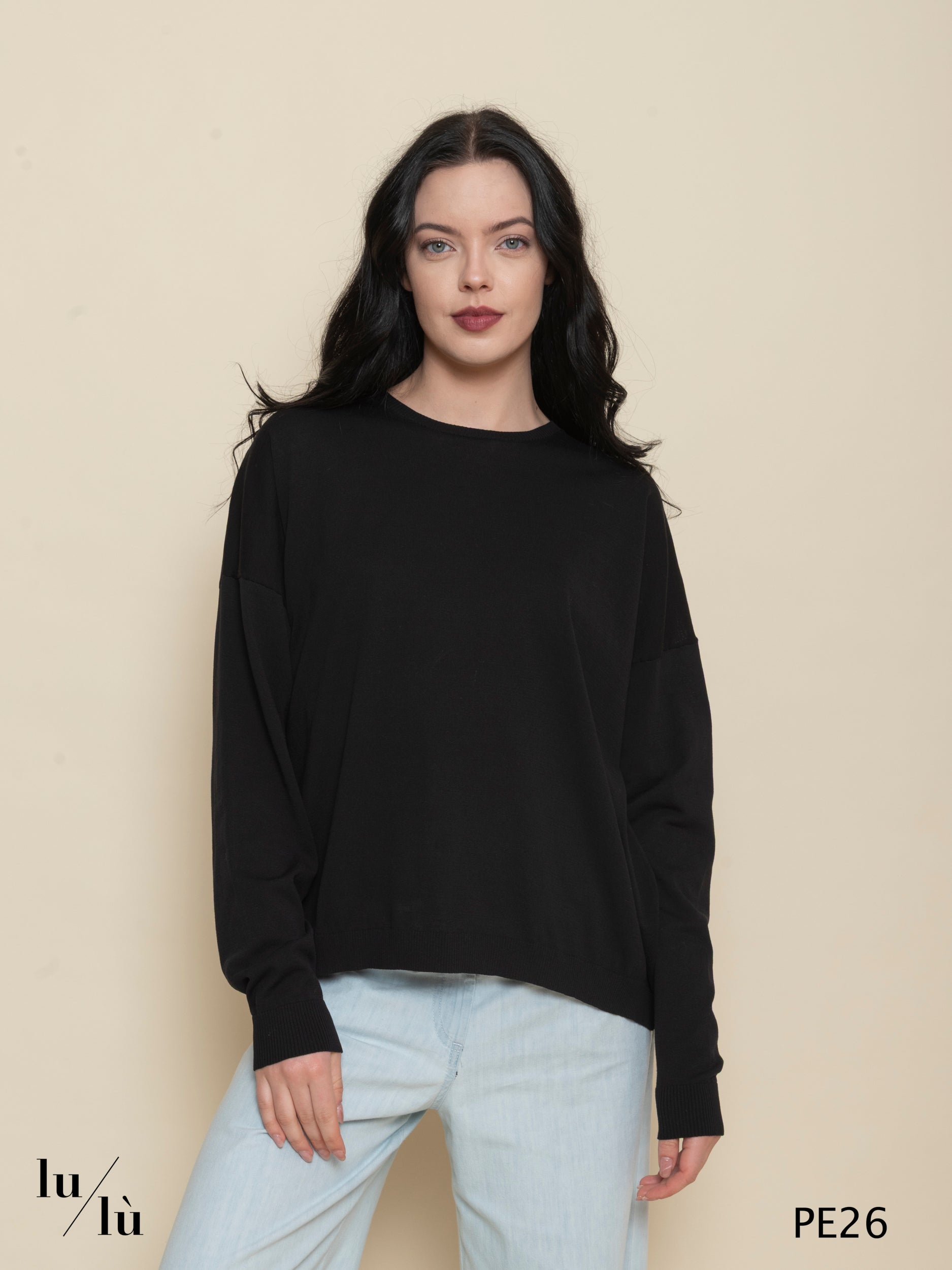 Flora - Maglia donna girocollo in cotone e seta