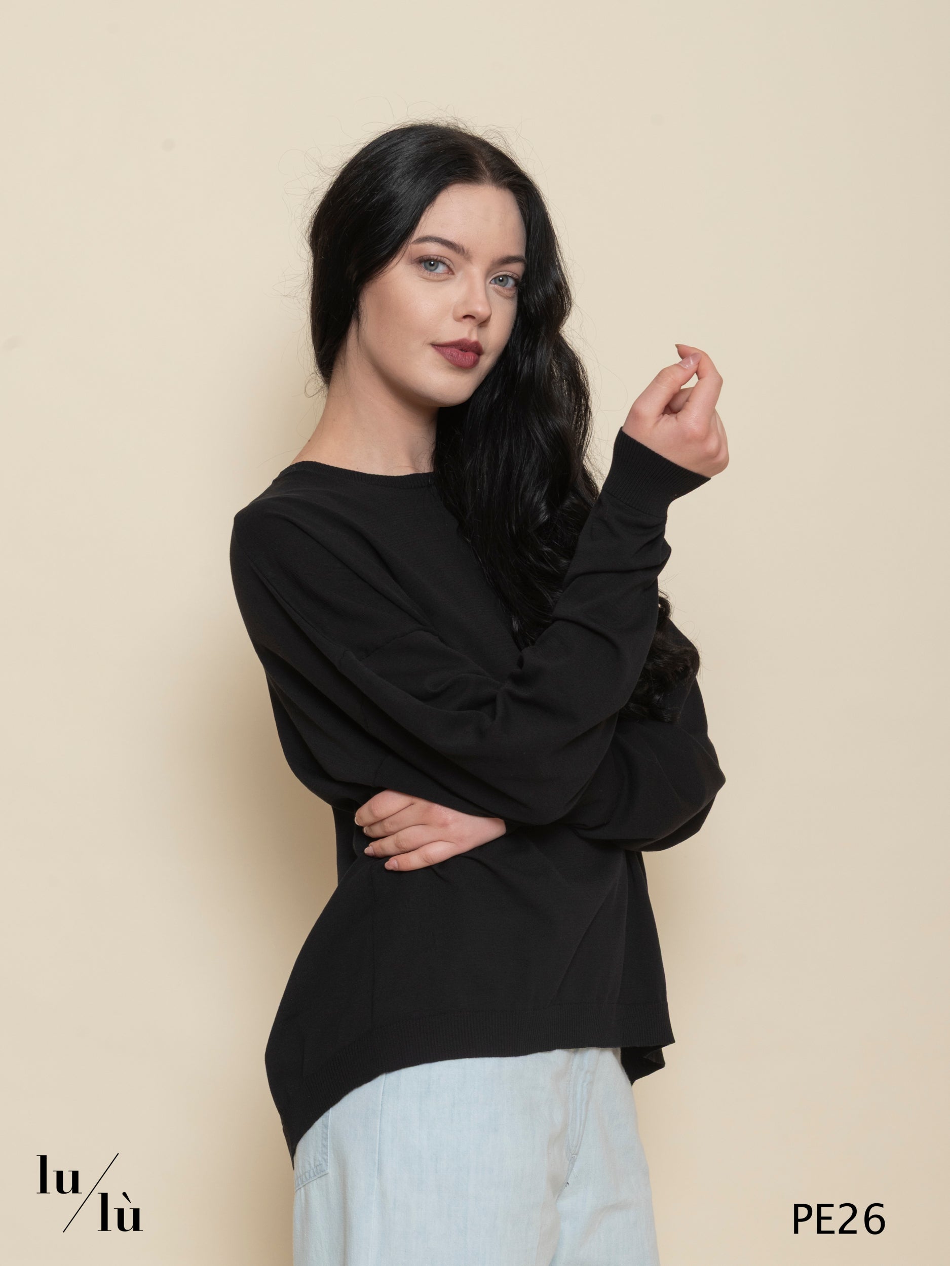 Flora - Maglia donna girocollo in cotone e seta