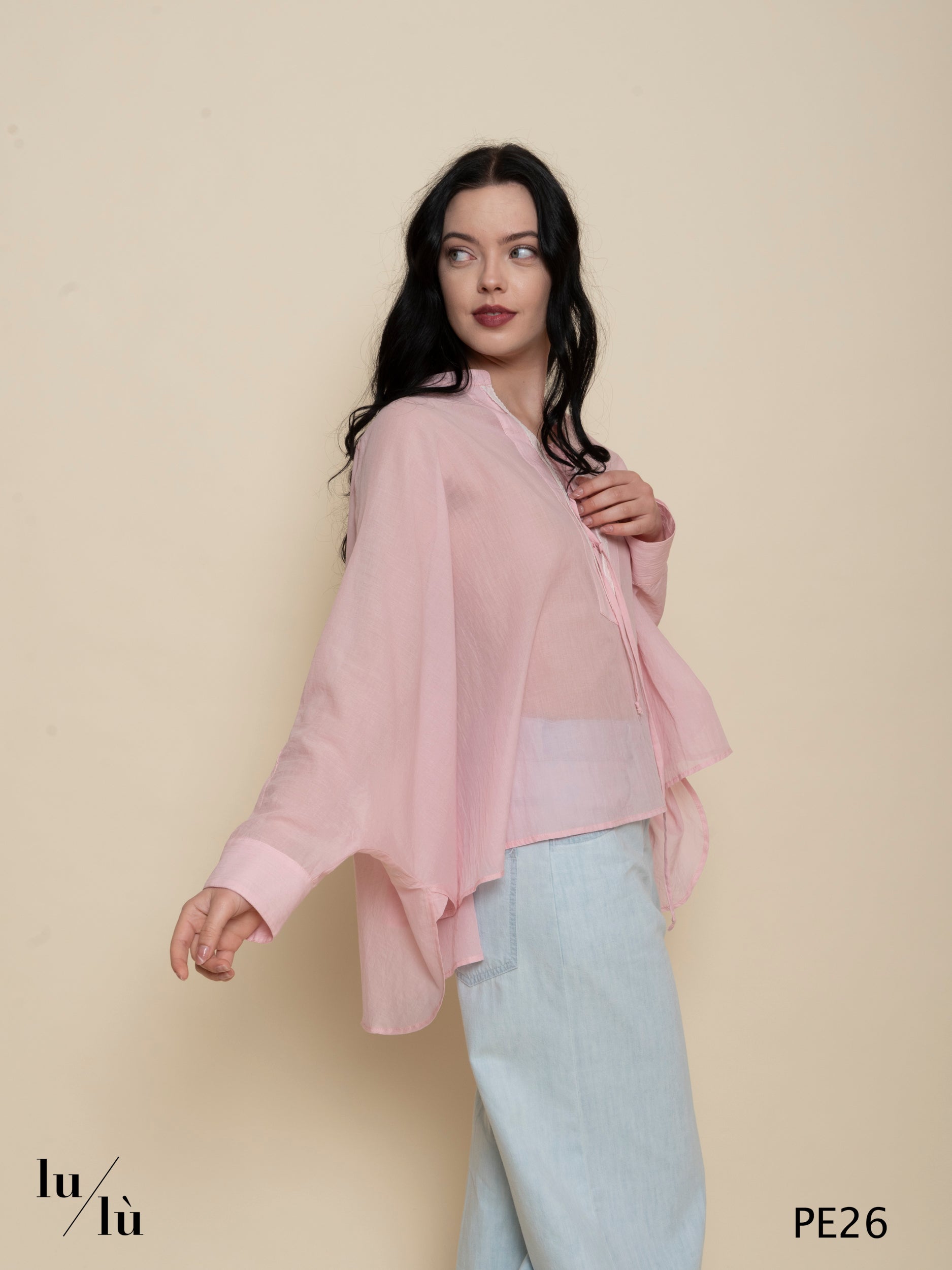 Mirta - Camicia donna in voile di cotone con dettagli in pizzo