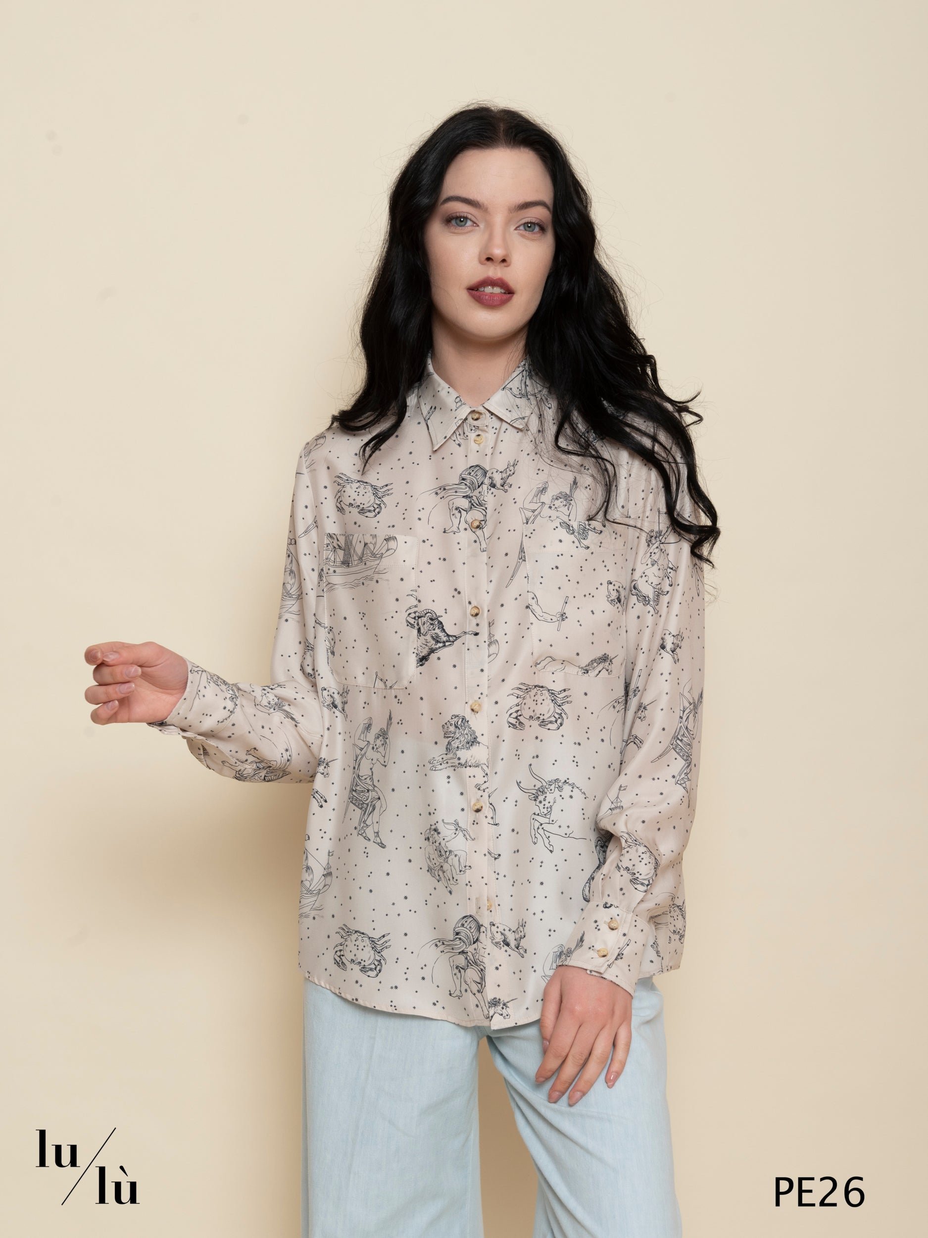 Melissa - Camicia donna in seta stampata con bottoni
