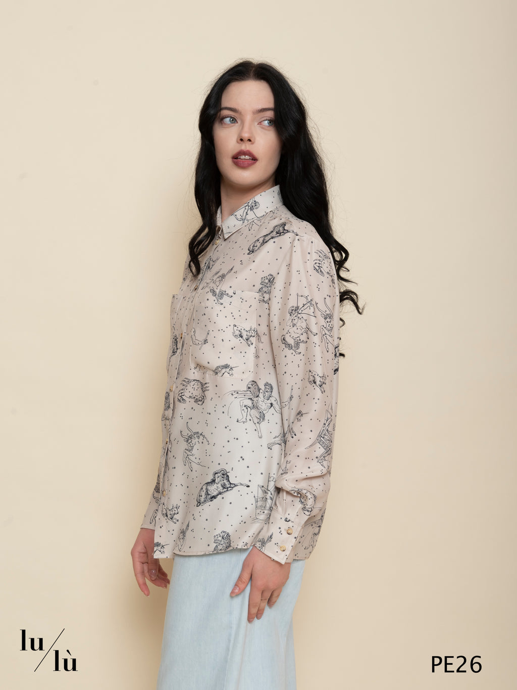 Melissa - Camicia donna in seta stampata con bottoni