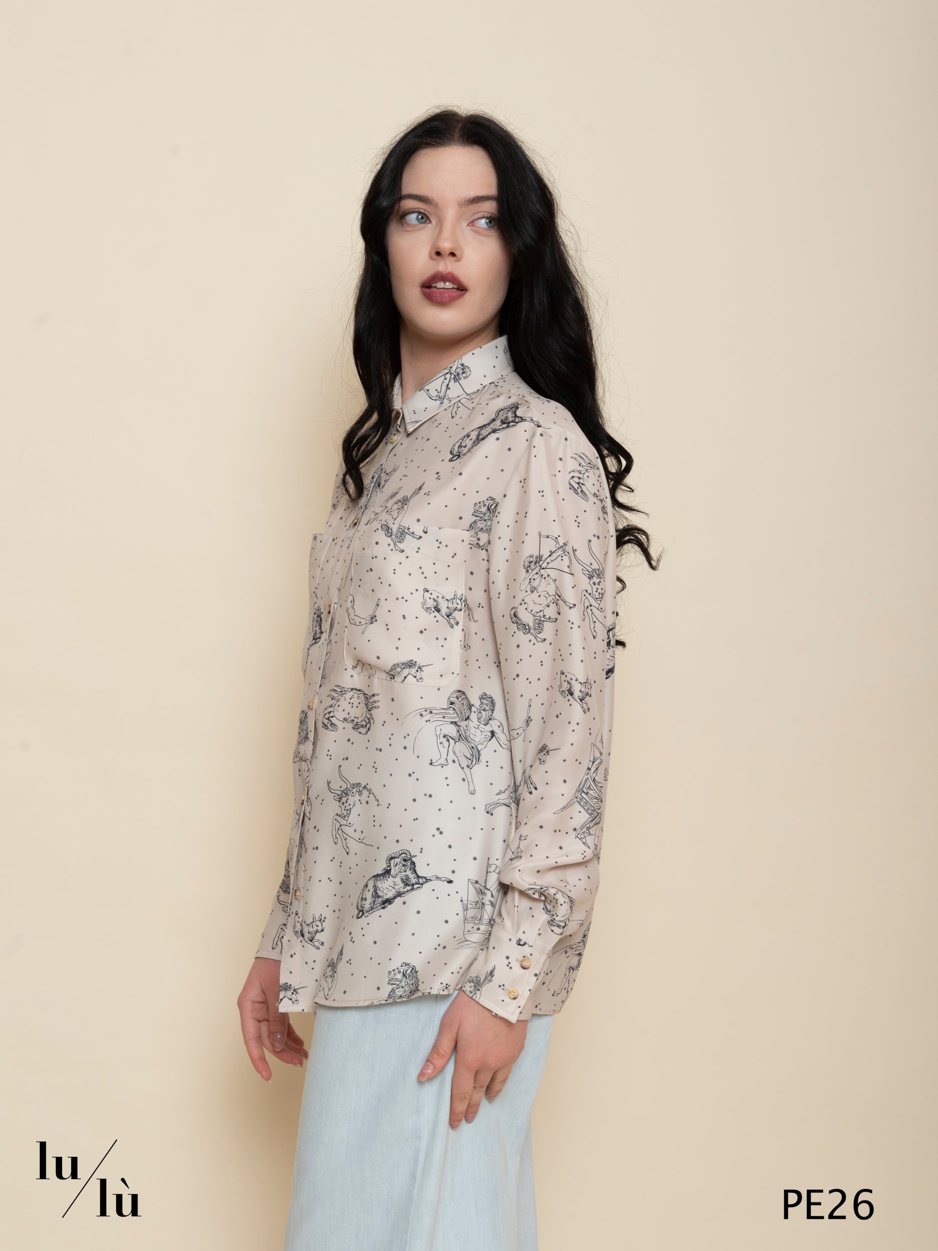 Melissa - Camicia donna in seta stampata con bottoni