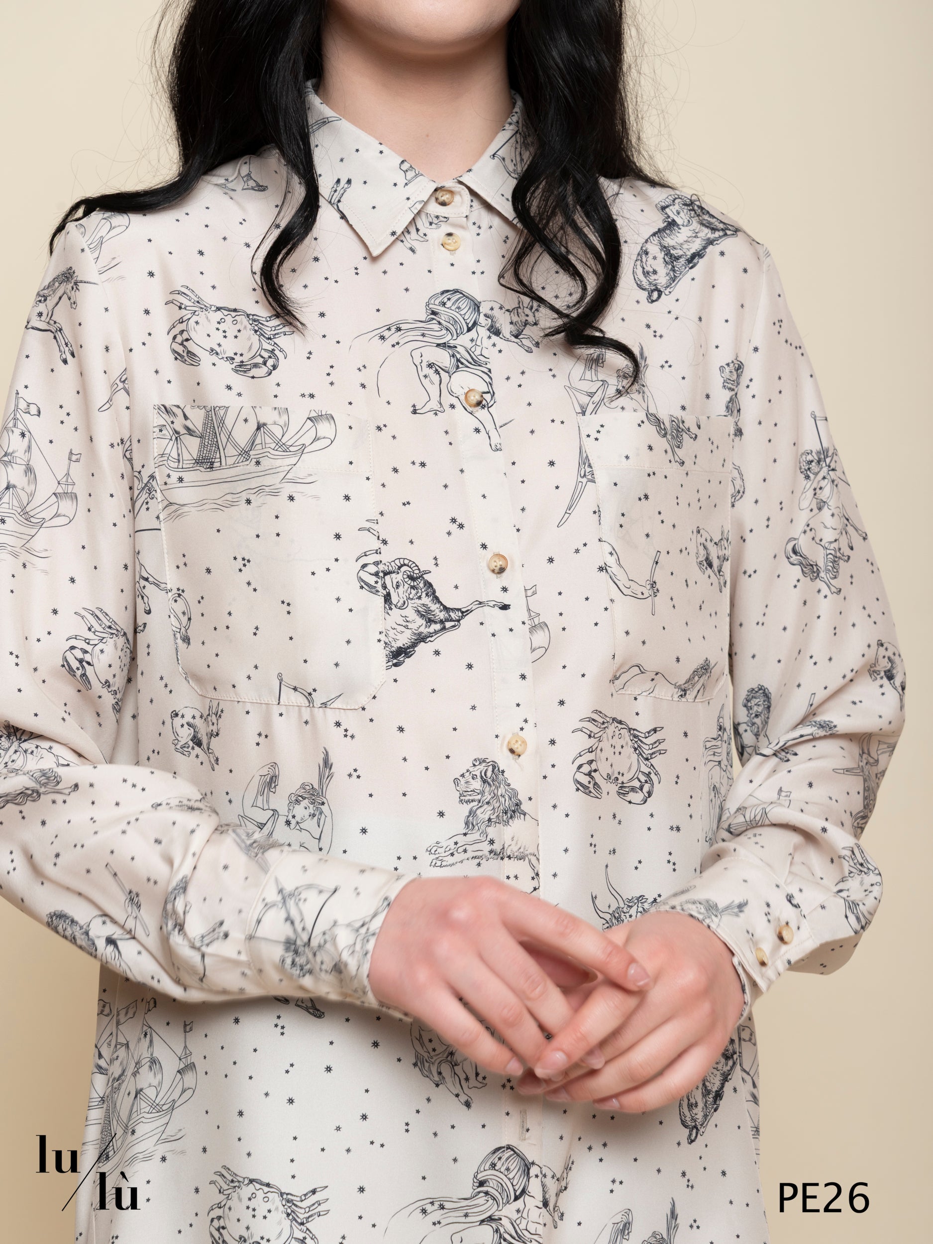 Melissa - Camicia donna in seta stampata con bottoni