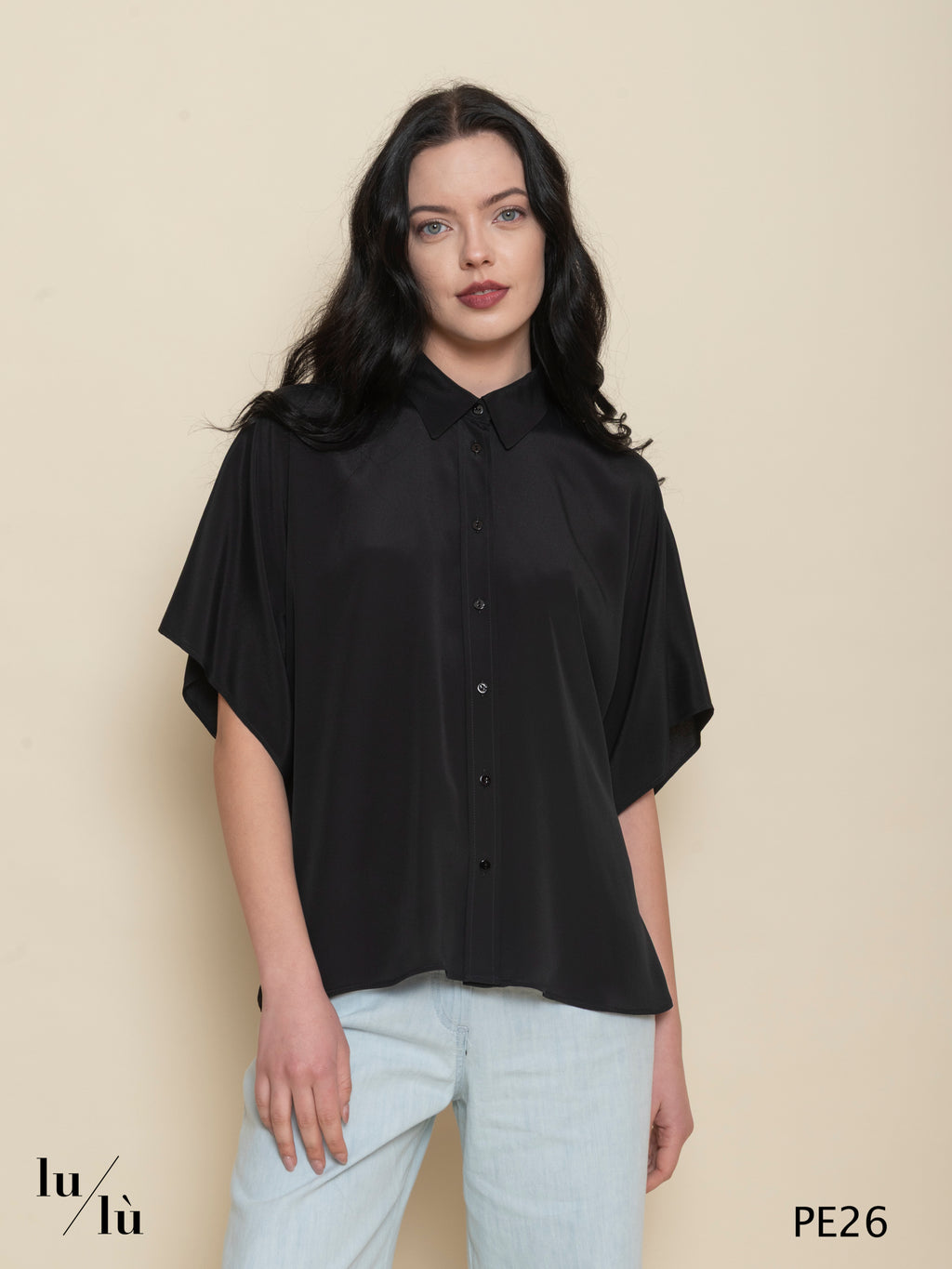 Broklin Black - Camicia donna in acetato e seta con colletto classico
