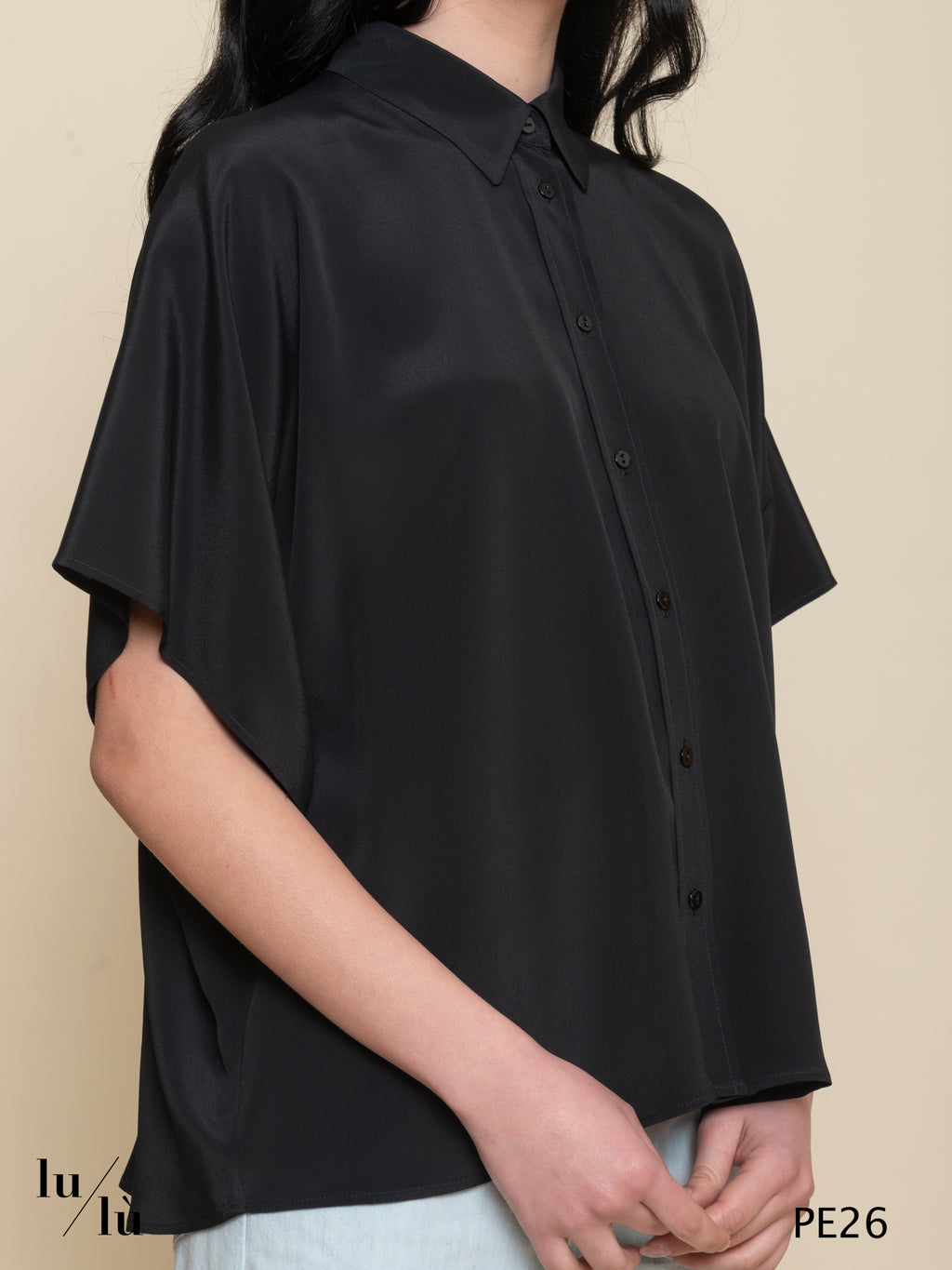 Broklin Black - Camicia donna in acetato e seta con colletto classico