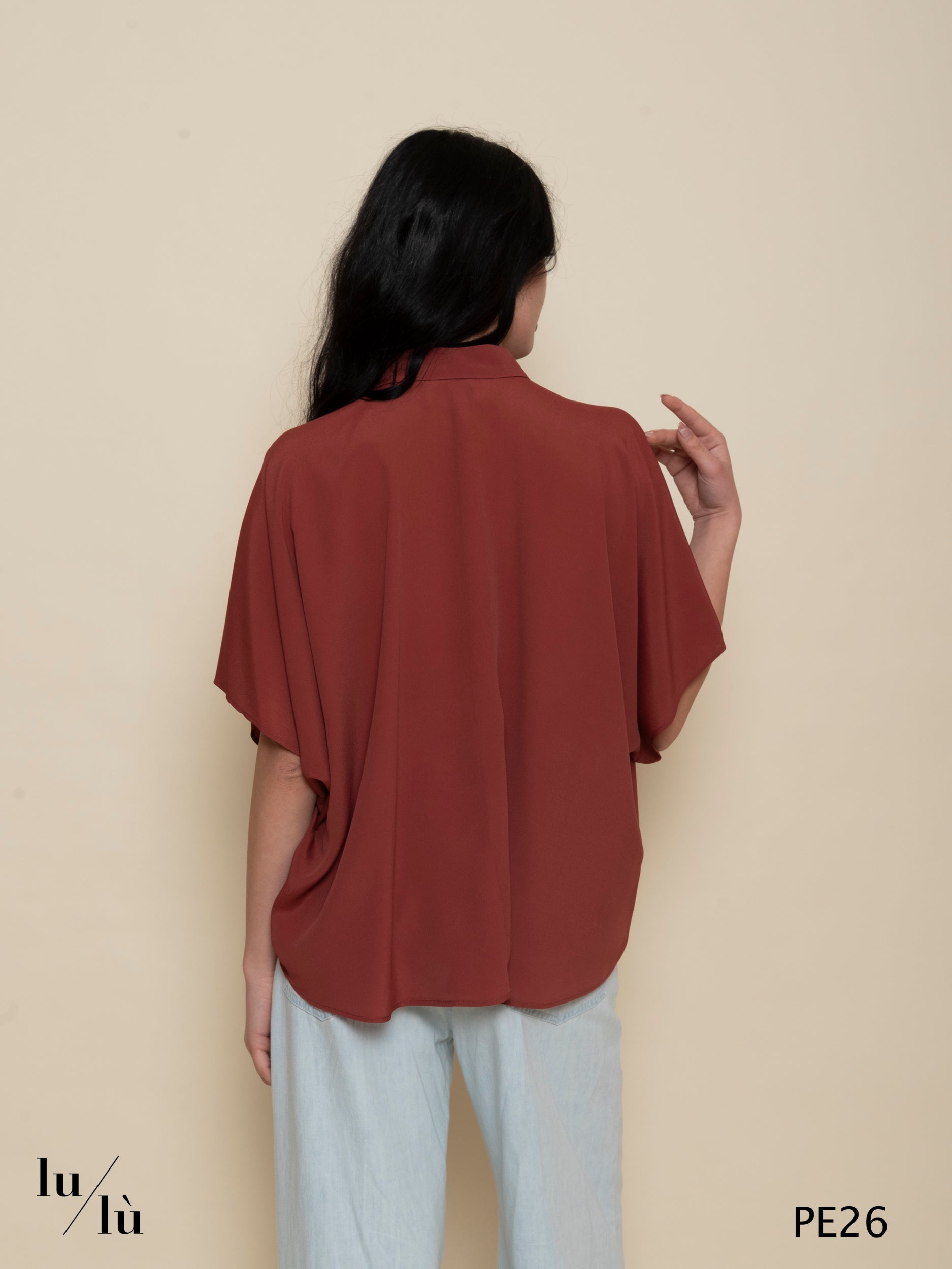 Broklin Mattone - Camicia donna in acetato e seta con colletto classico