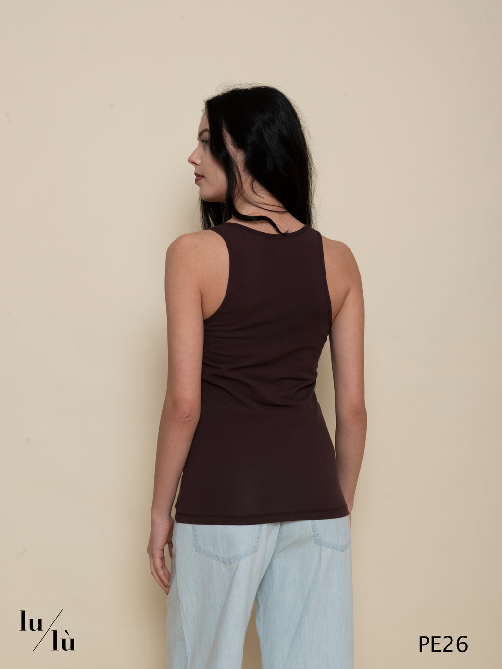 Genziana - Top canotta donna con scollo rotondo e spalla larga