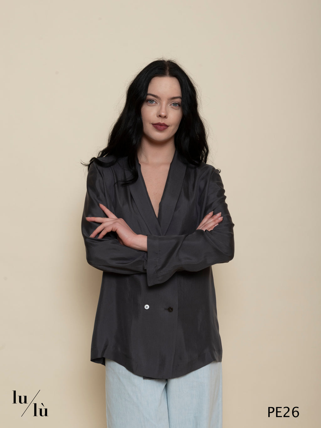 Fresia - Giacca donna doppiopetto in seta 100%