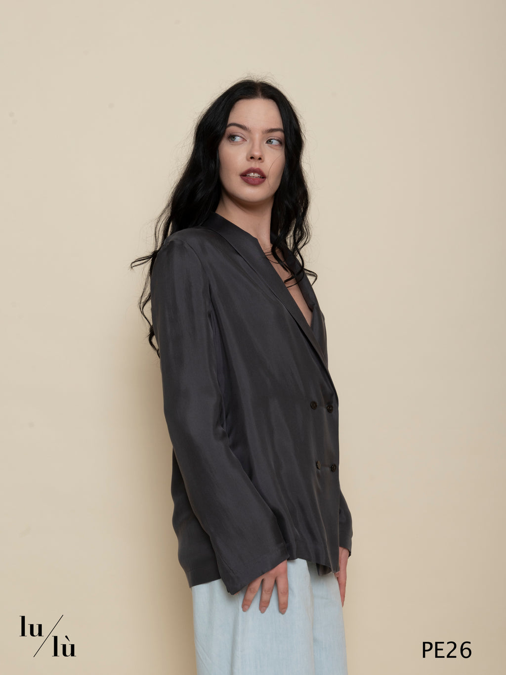 Fresia - Giacca donna doppiopetto in seta 100%