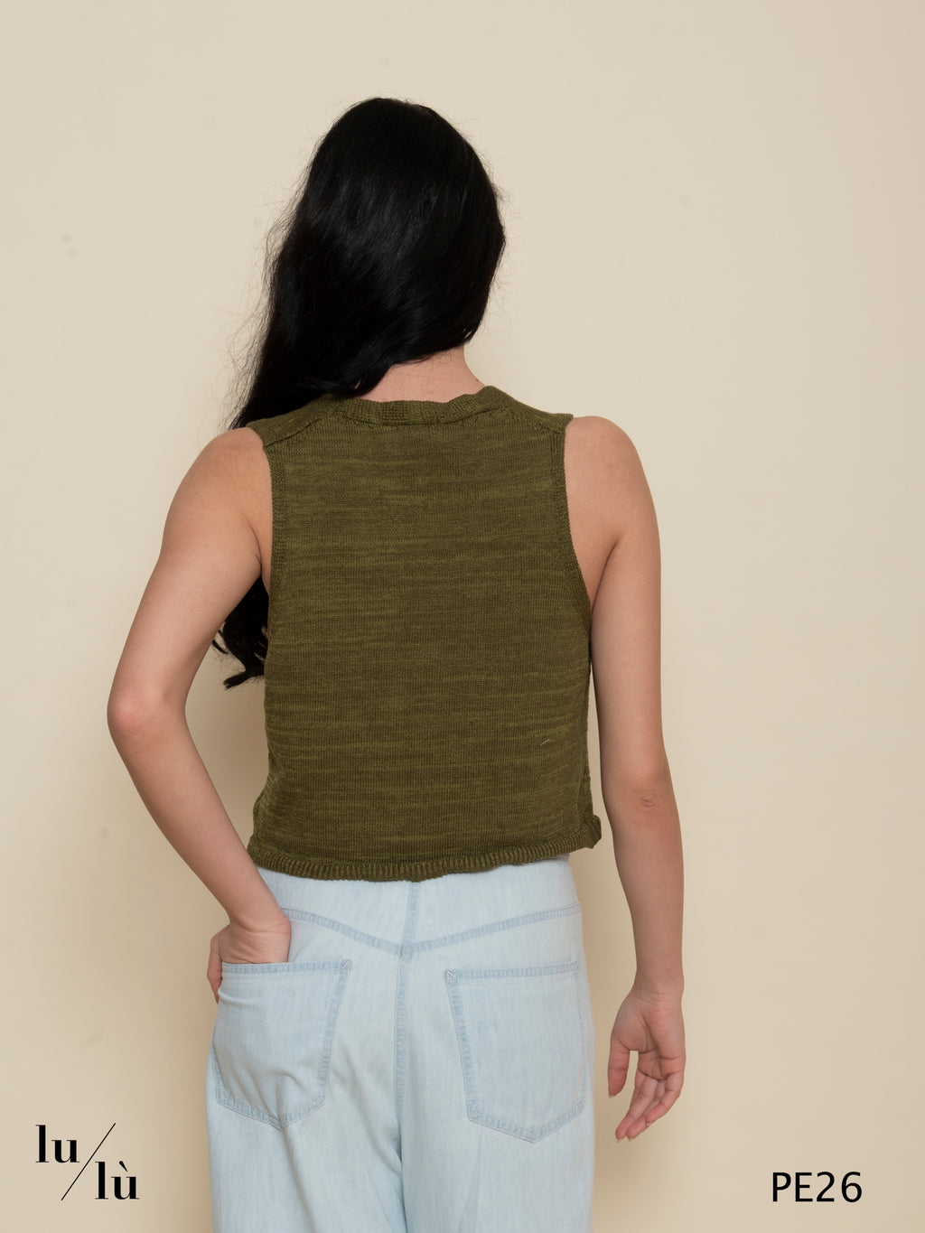 Amarillide - Gilet donna in lino con scollo a V