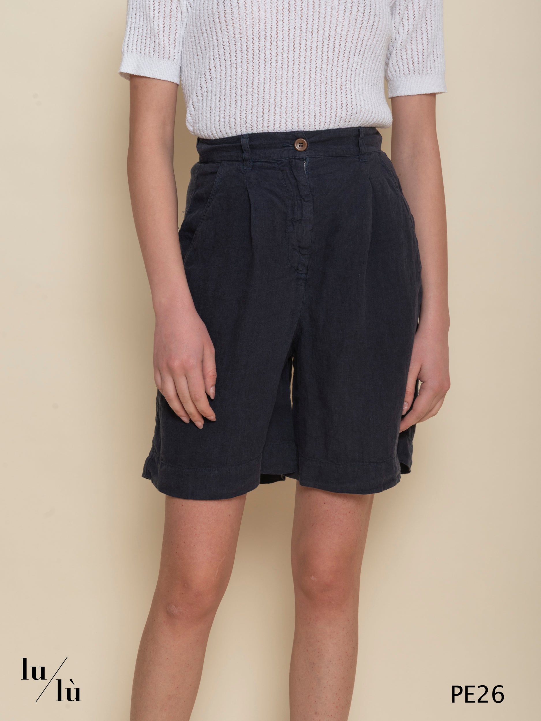 Jacarada - Short donna in puro lino a vita alta