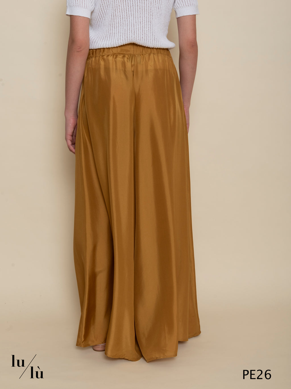 Liliana - Pantalone lungo donna in seta con vita elasticata