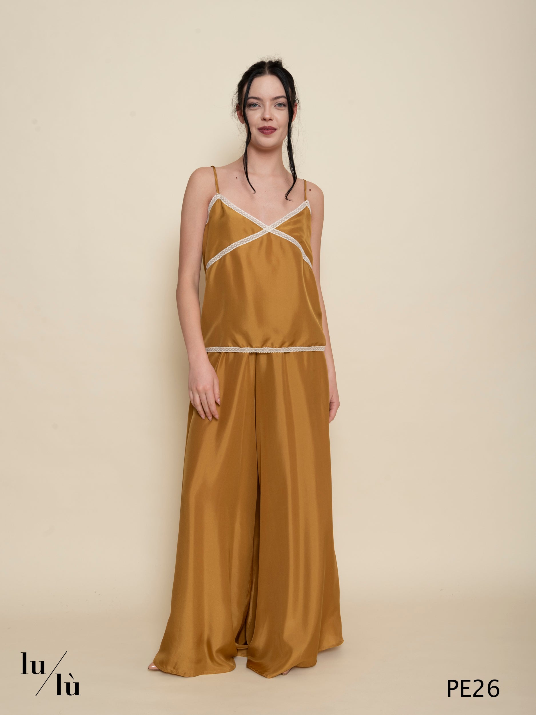 Liliana - Pantalone lungo donna in seta con vita elasticata