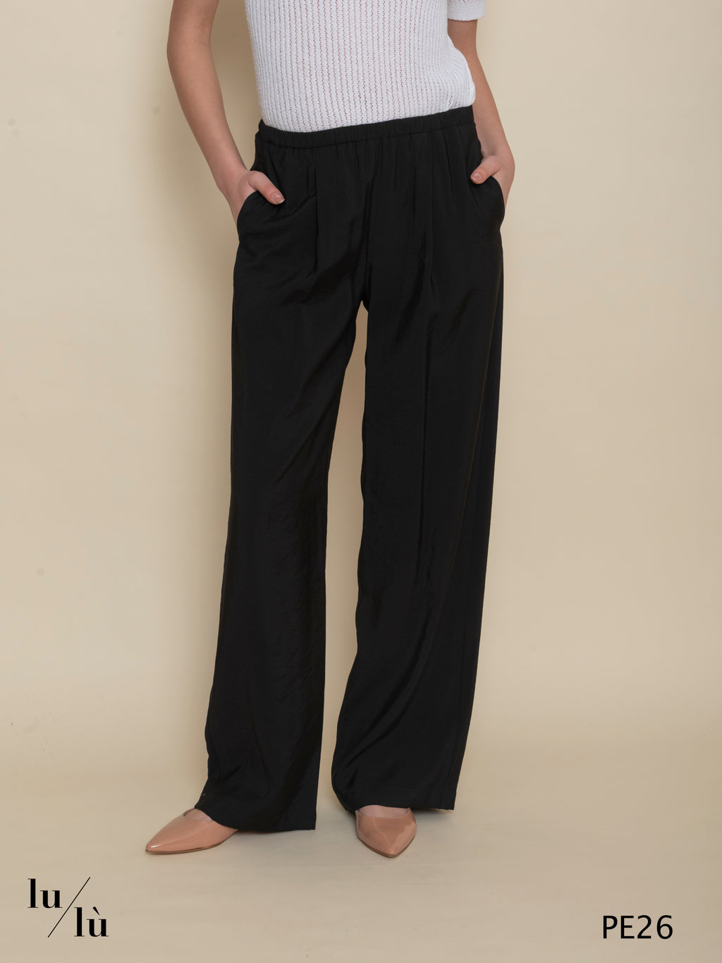 Lobelia - Pantalone donna fluido con vita elasticata