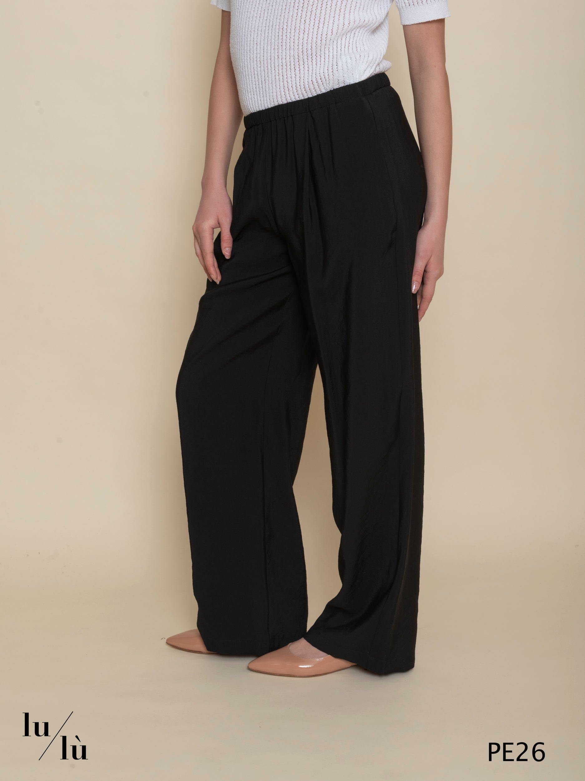 Lobelia - Pantalone donna fluido con vita elasticata