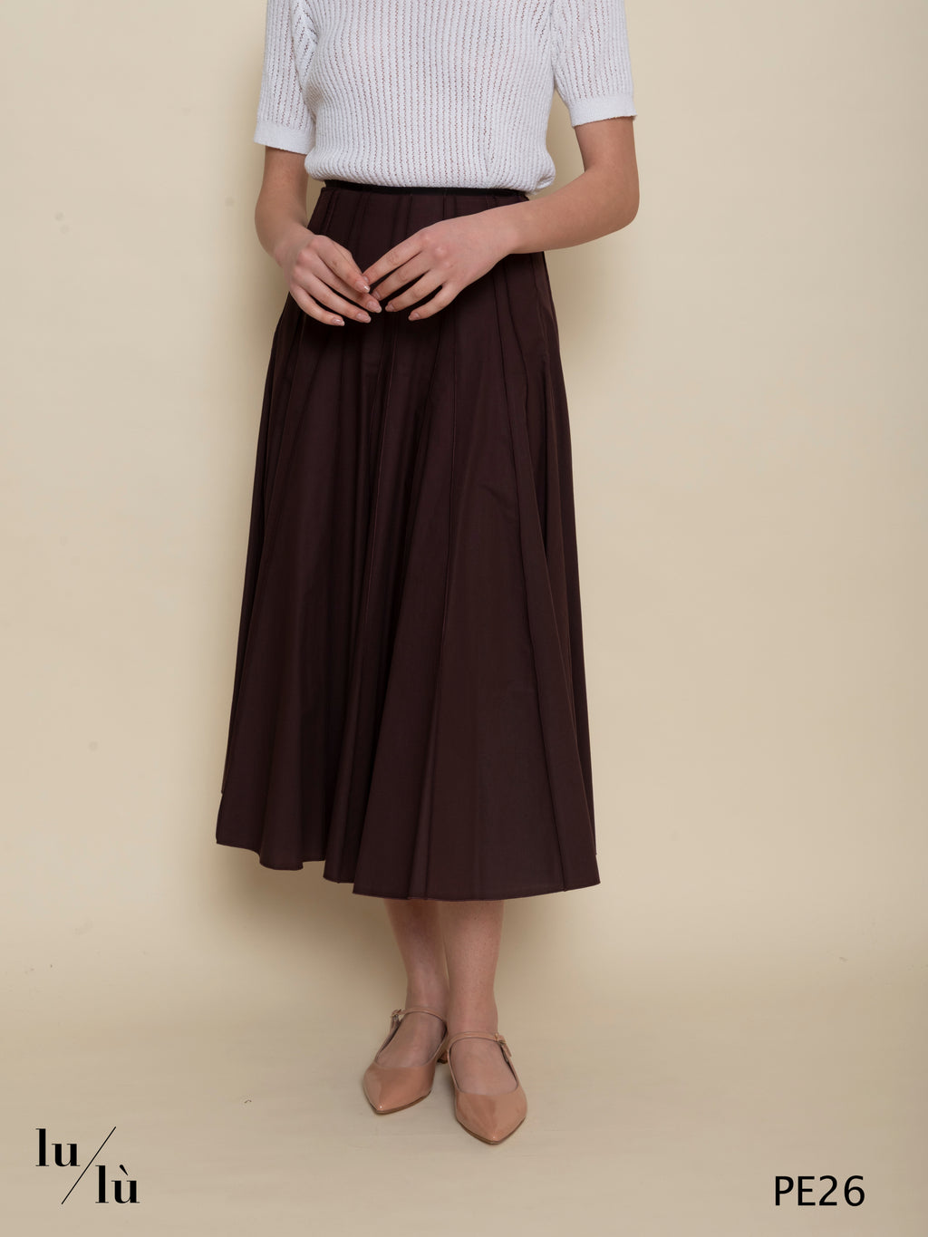 Narcisa - Gonna donna midi in puro cotone a trapezio