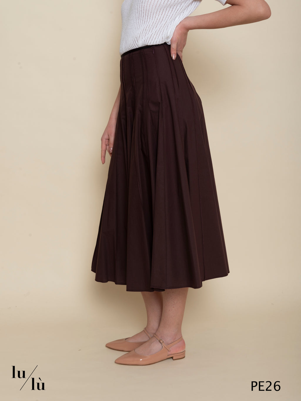 Narcisa - Gonna donna midi in puro cotone a trapezio