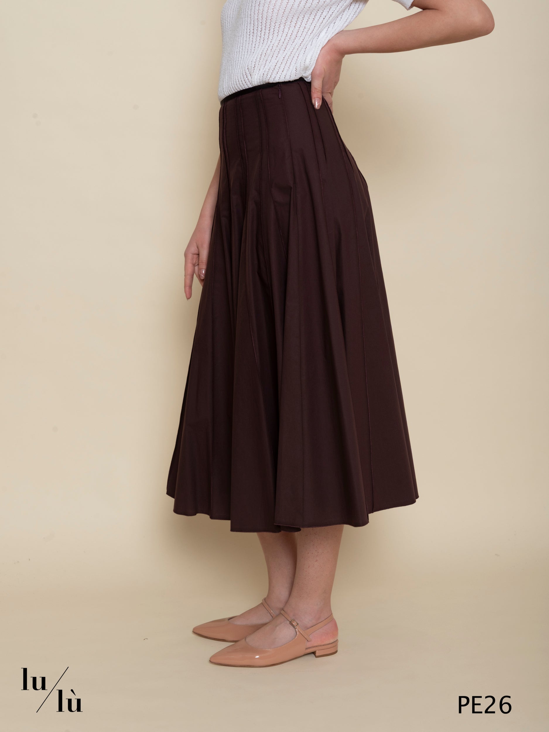 Narcisa - Gonna donna midi in puro cotone a trapezio