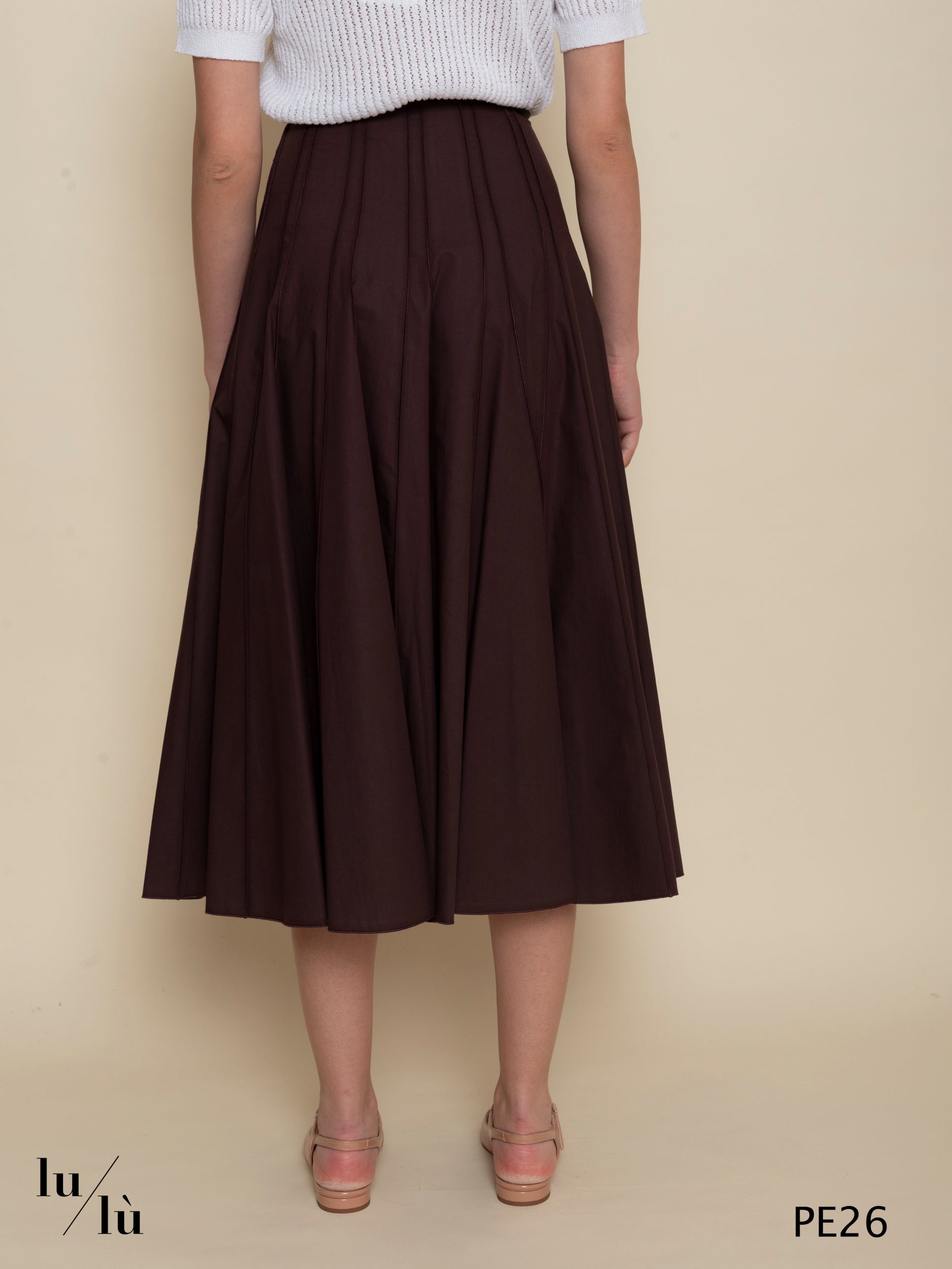 Narcisa - Gonna donna midi in puro cotone a trapezio