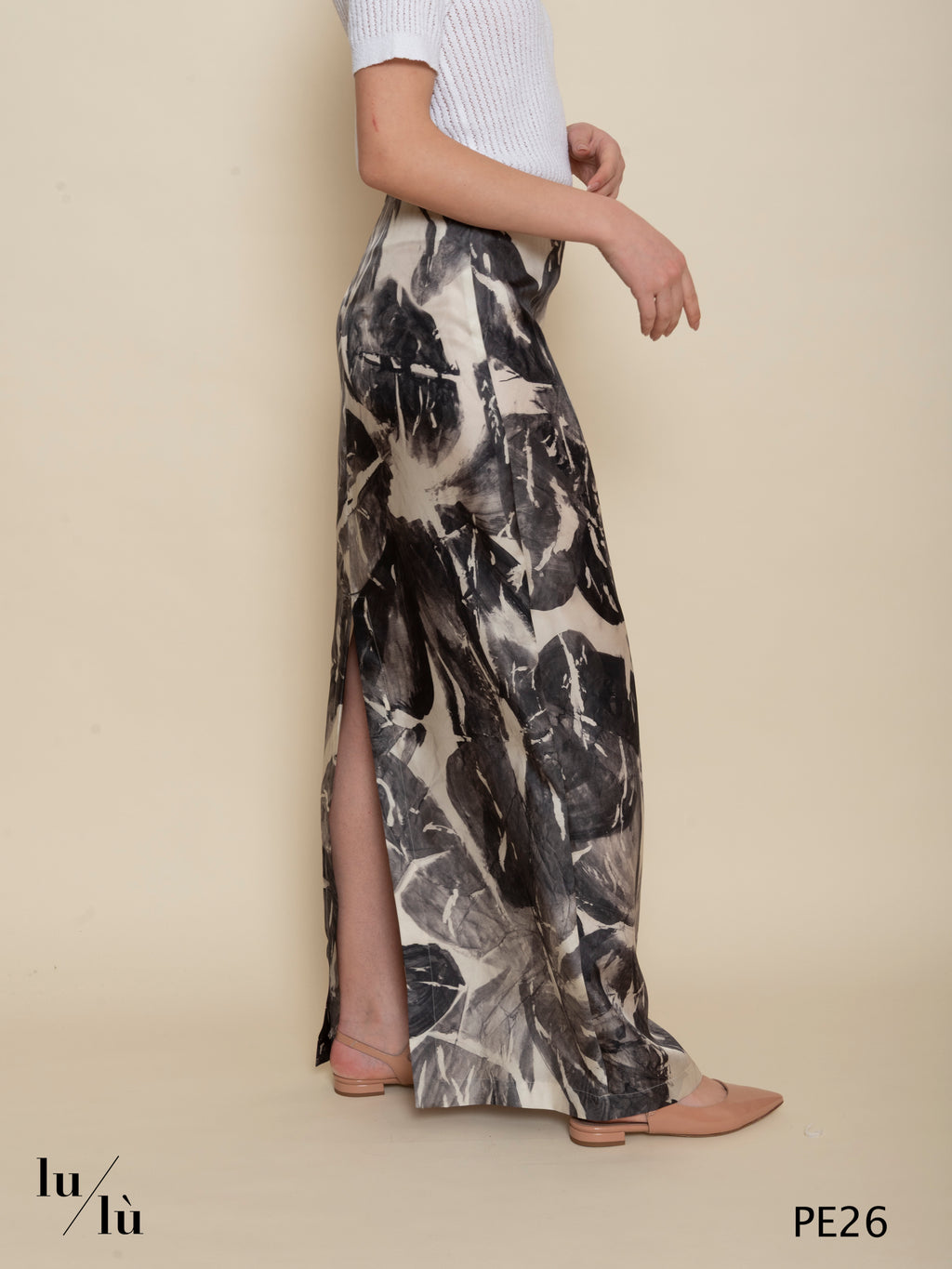 Oriana - Gonna donna lunga in pura seta stampata