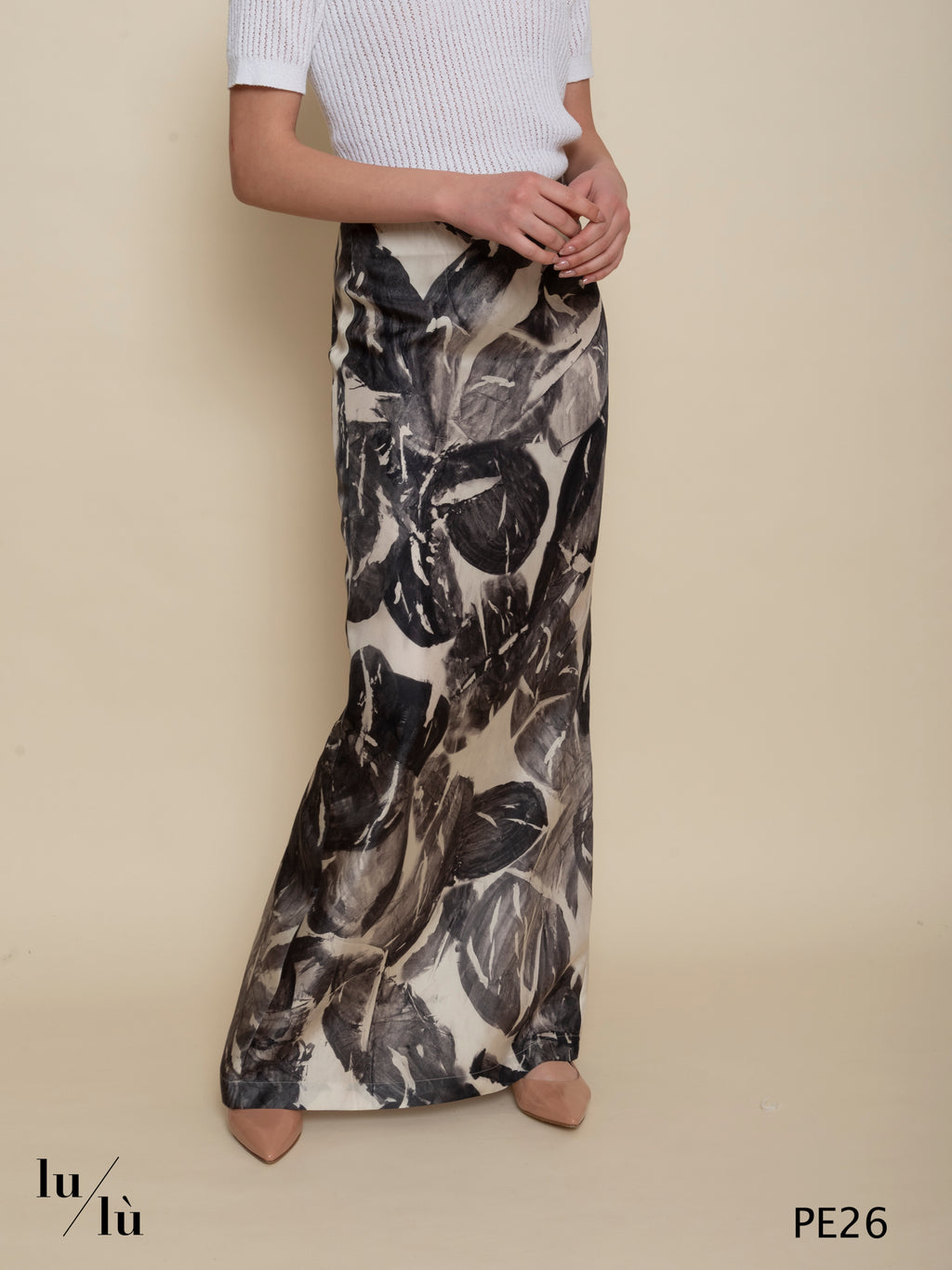 Oriana - Gonna donna lunga in pura seta stampata