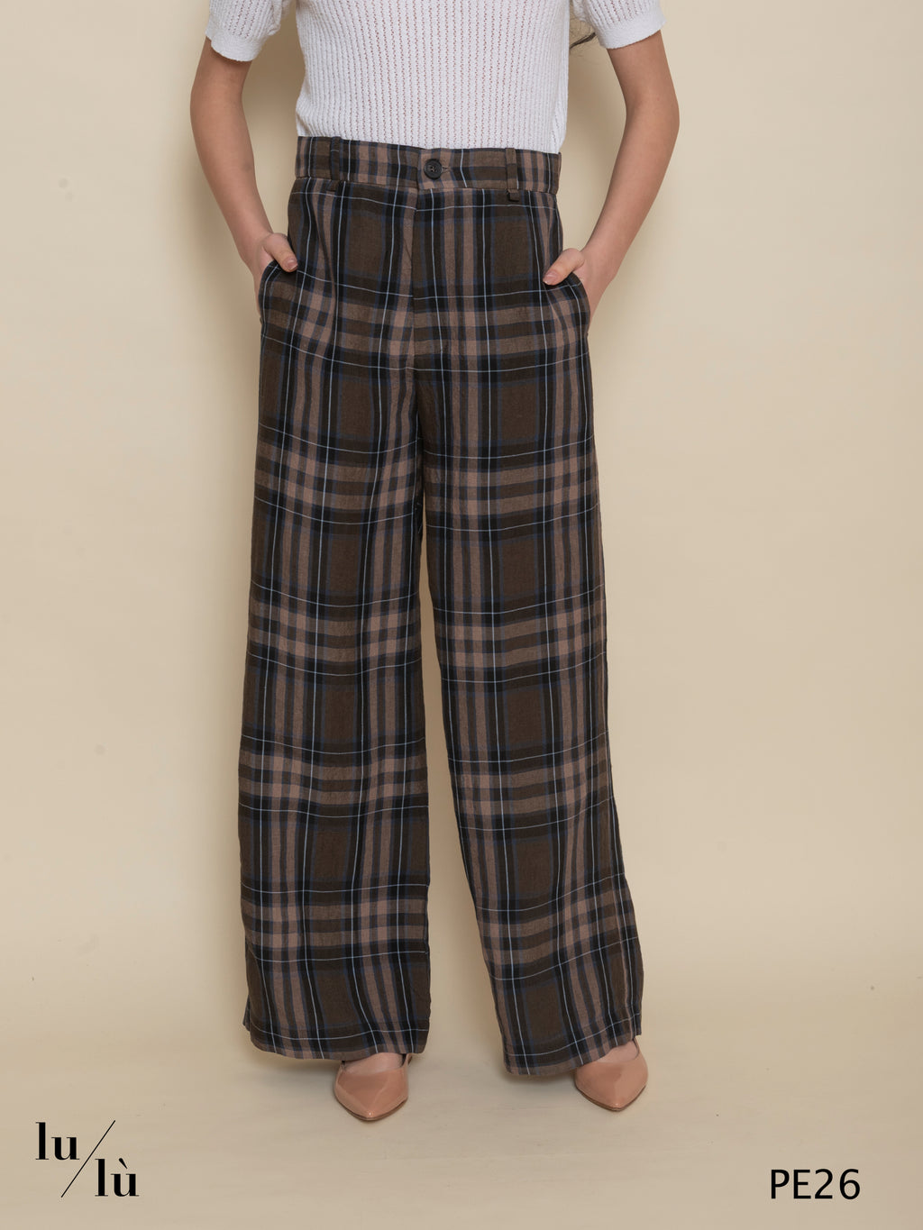 Rosalia - Pantalone lungo donna in puro lino stampato