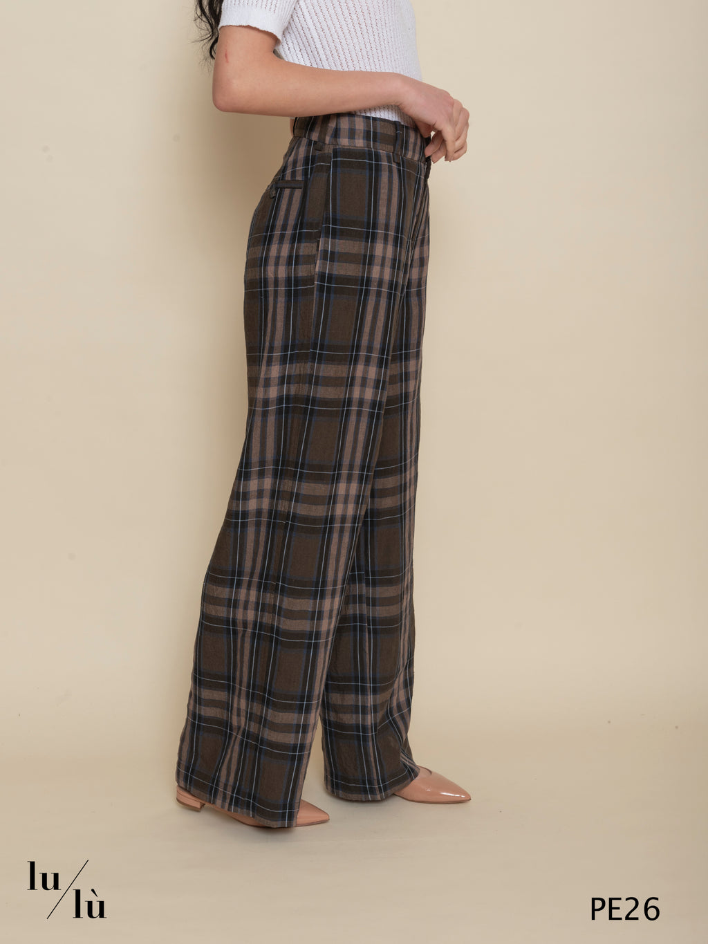 Rosalia - Pantalone lungo donna in puro lino stampato