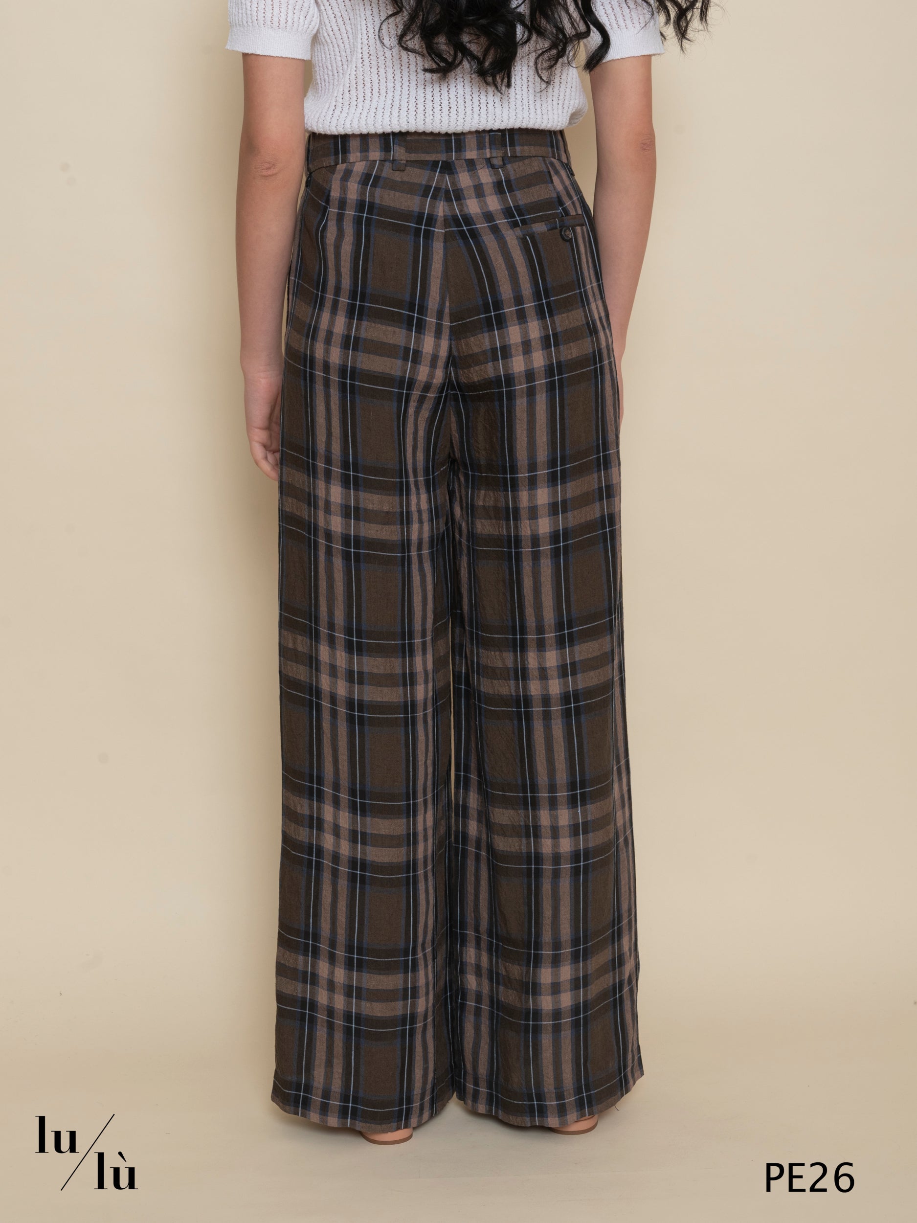 Rosalia - Pantalone lungo donna in puro lino stampato