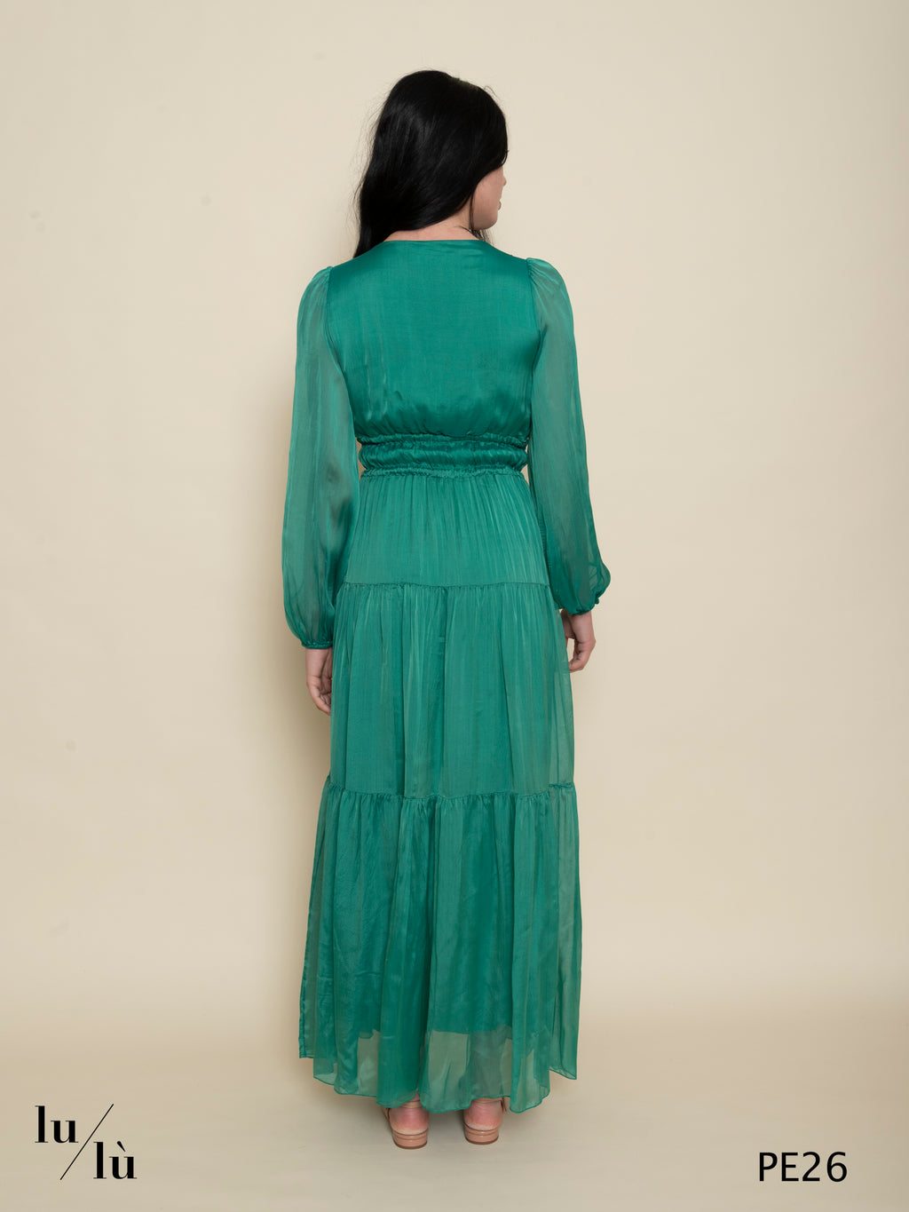 Tullia Acqua - Abito donna lungo in chiffon verde