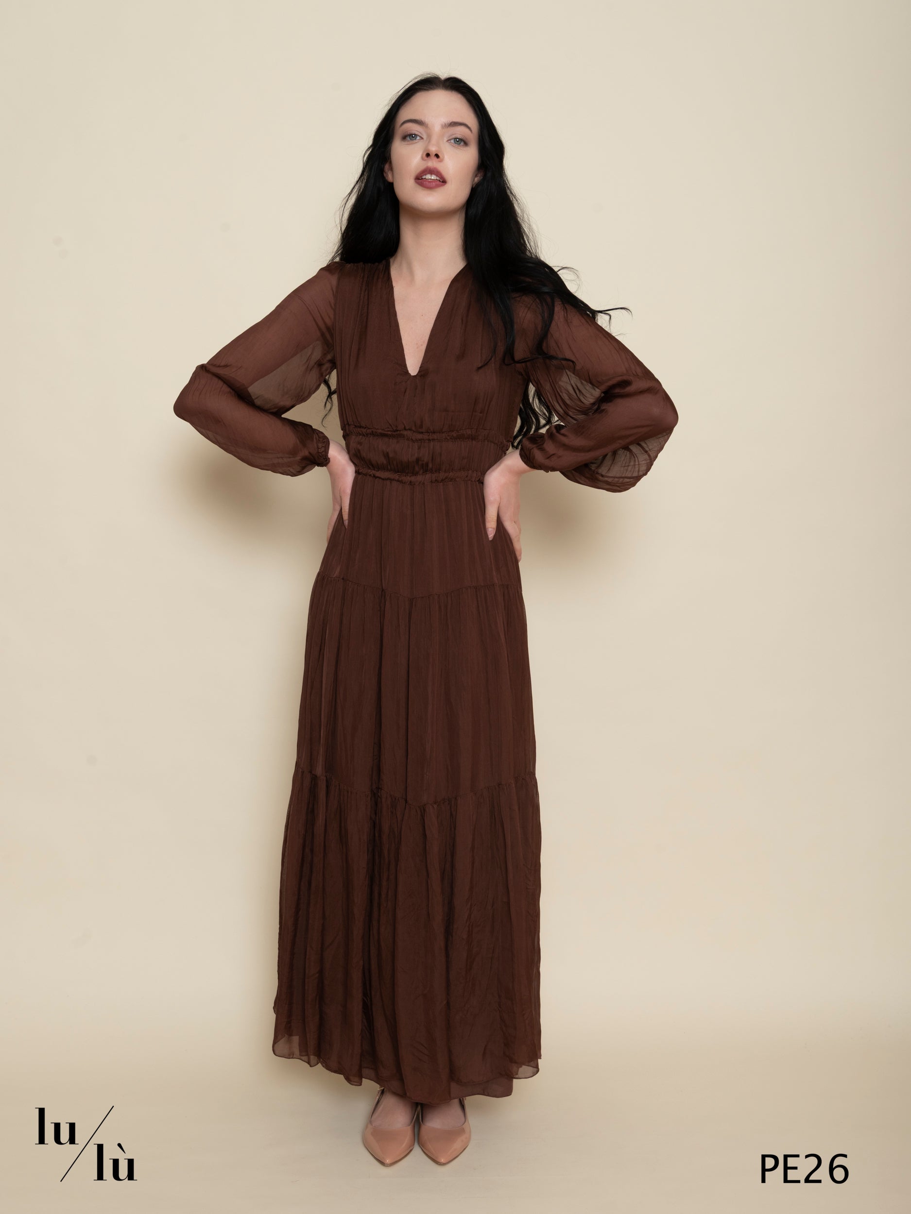 Tullia Marrone - Abito donna lungo in chiffon