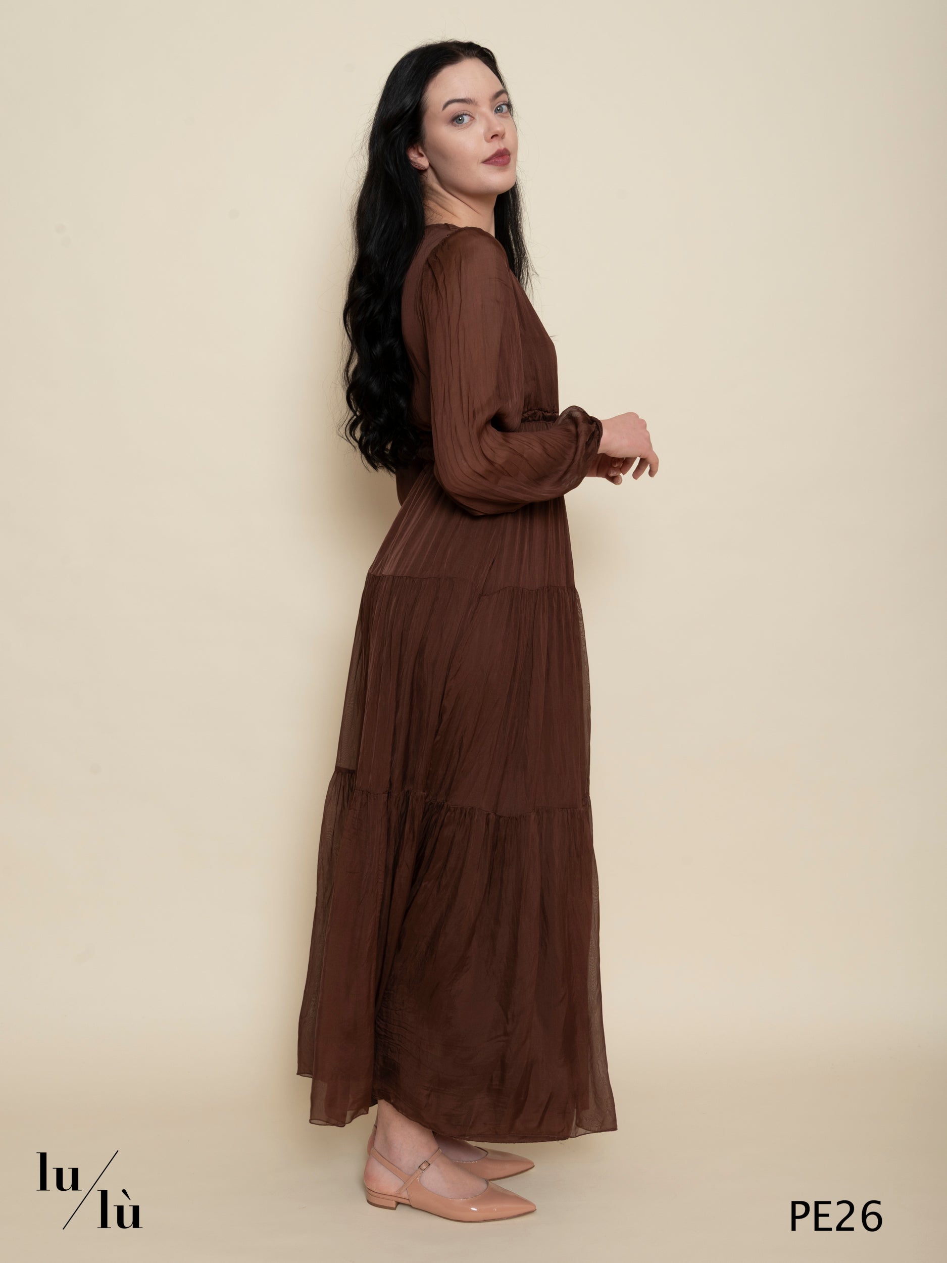 Tullia Marrone - Abito donna lungo in chiffon