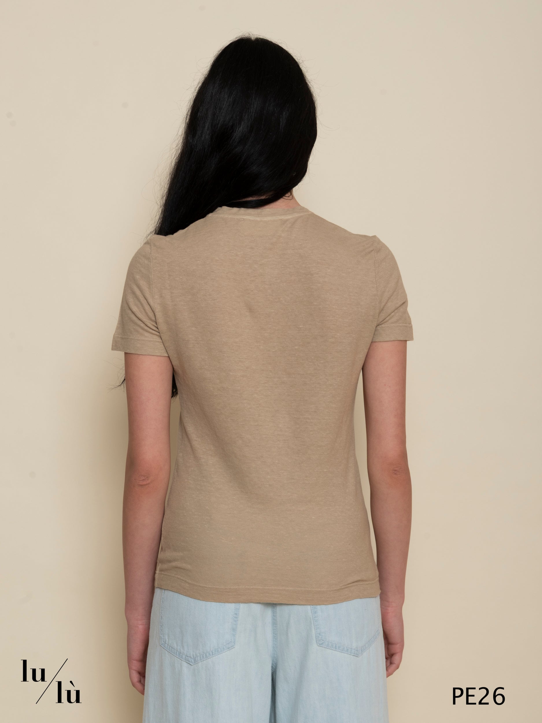 Violante - T-shirt donna con collo serafino in lino e cotone