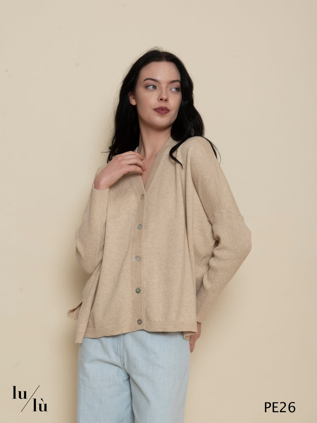 Nathalie Beige - Cardigan donna over in cotone e cashmere