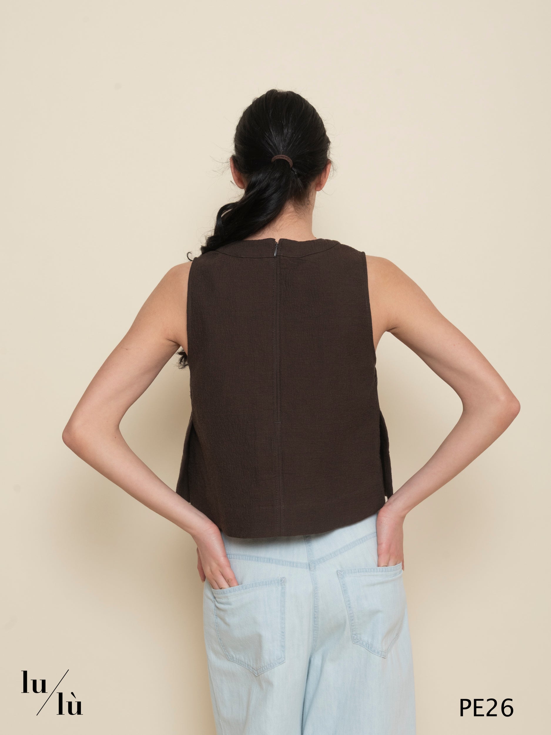 Pampa - Top donna in cotone froissé