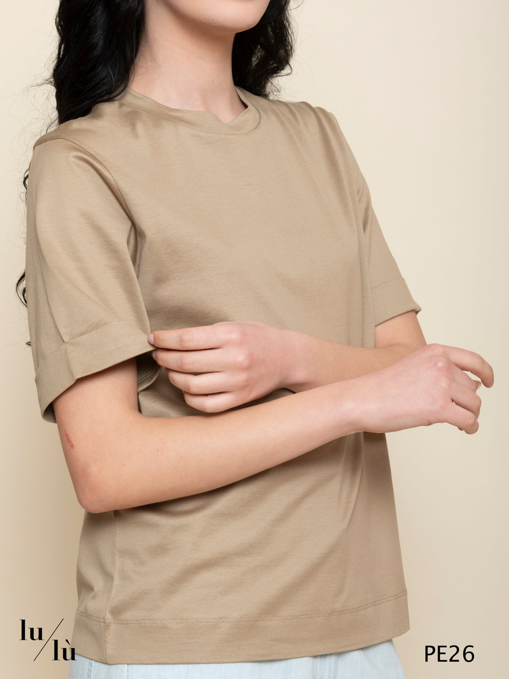 Ama Sand - T-shirt donna in cotone linea a scatola