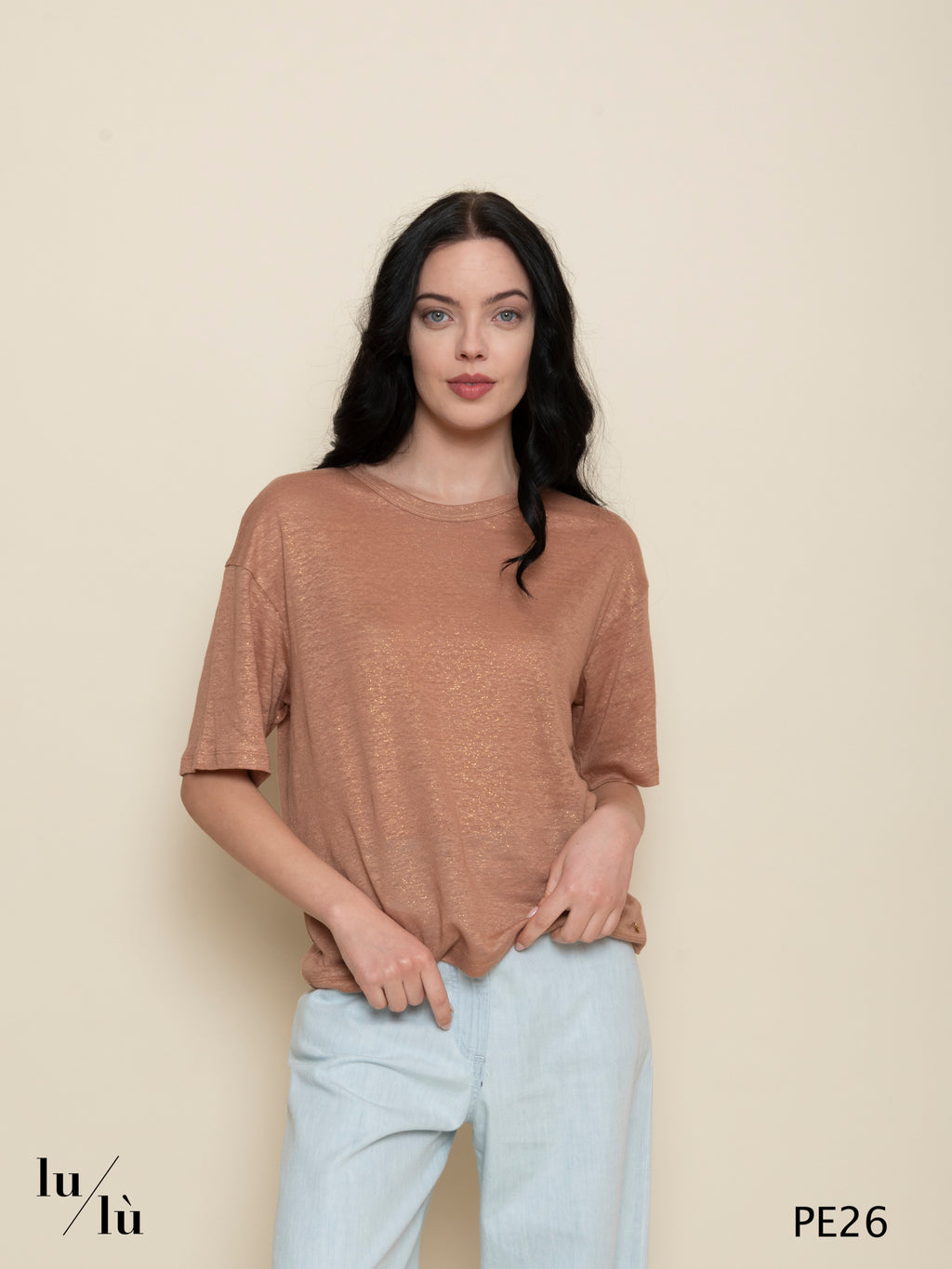 Anais - T-shirt donna in lino girocollo manica corta