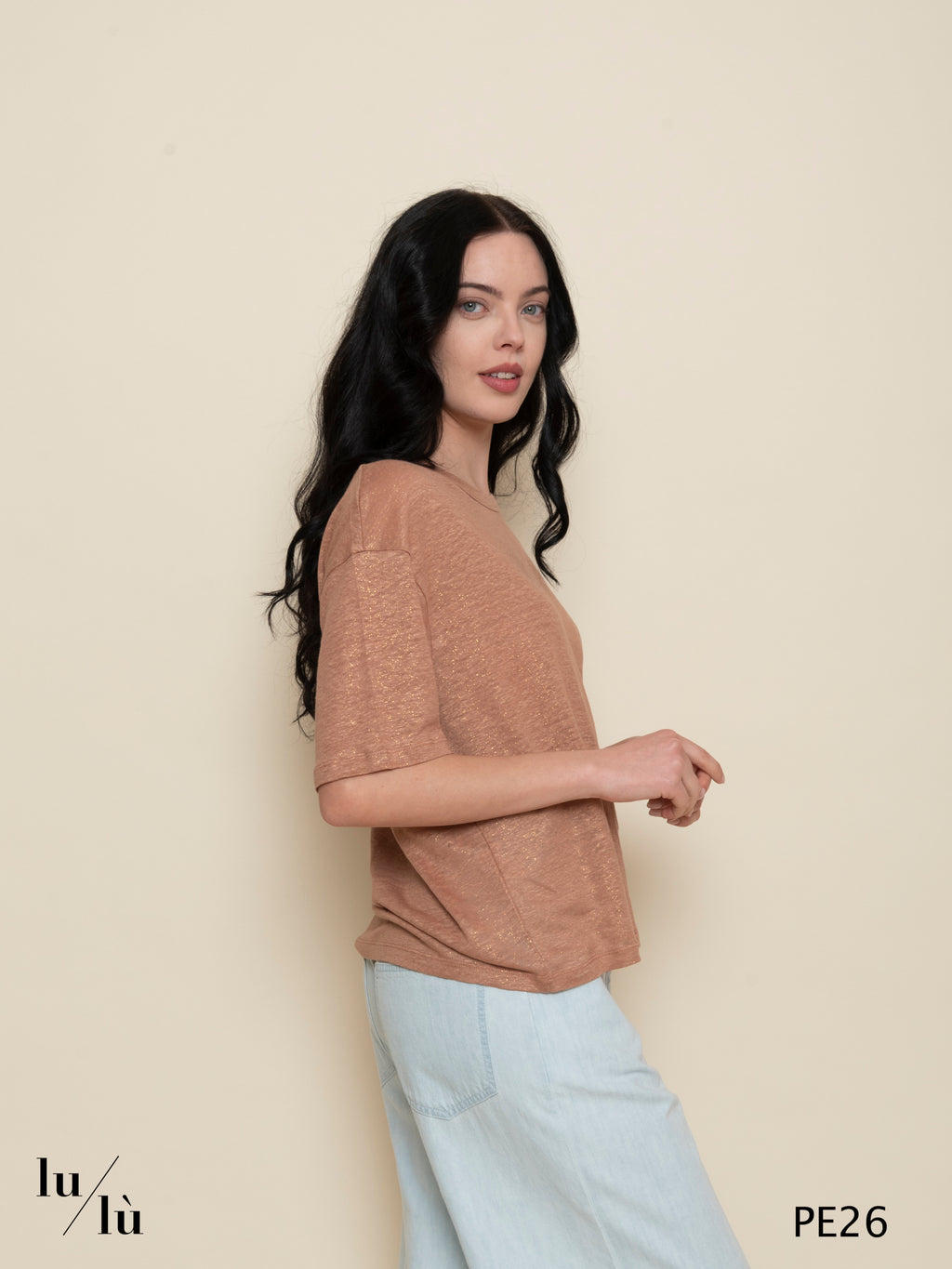 Anais - T-shirt donna in lino girocollo manica corta