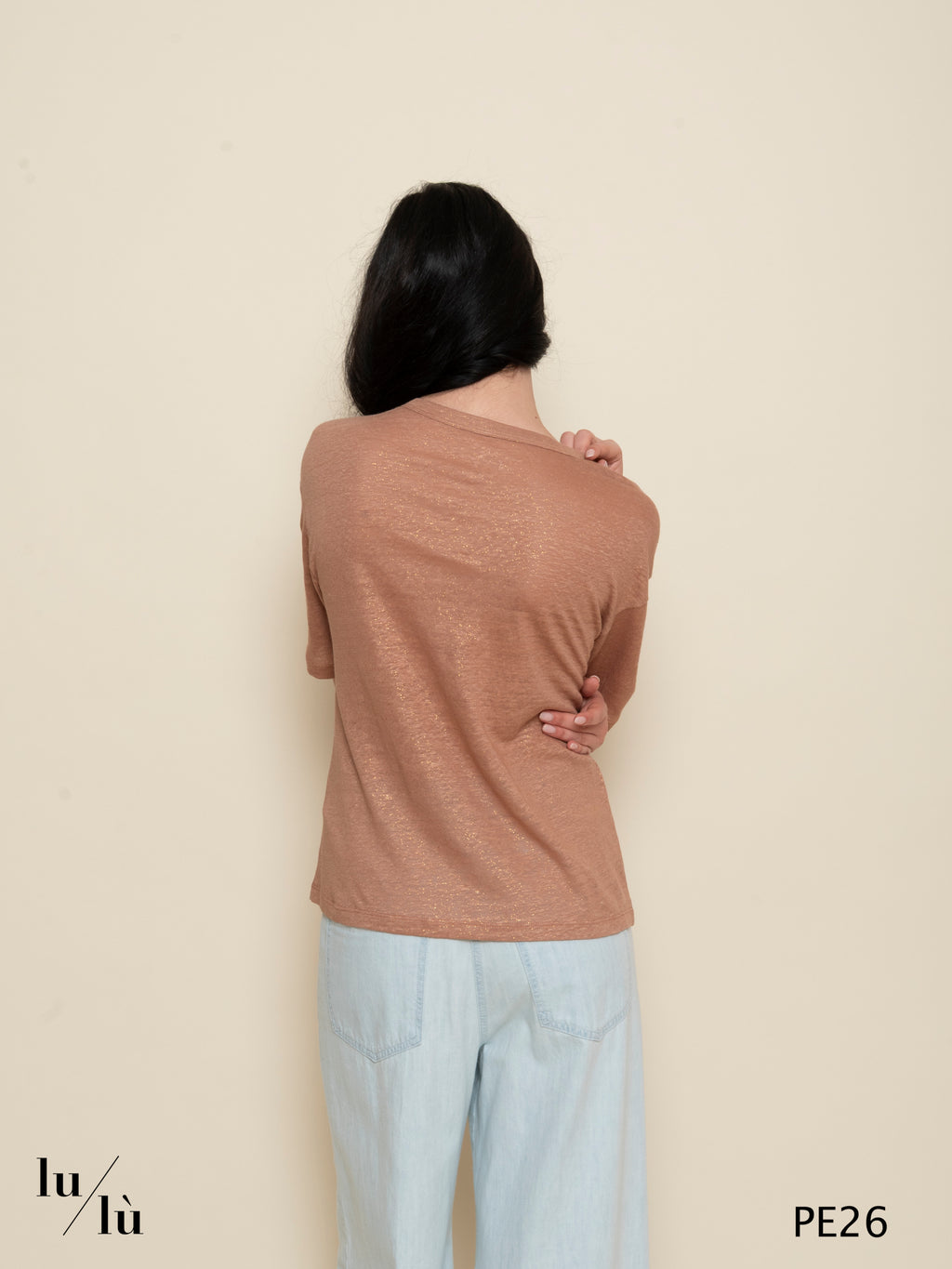 Anais - T-shirt donna in lino girocollo manica corta