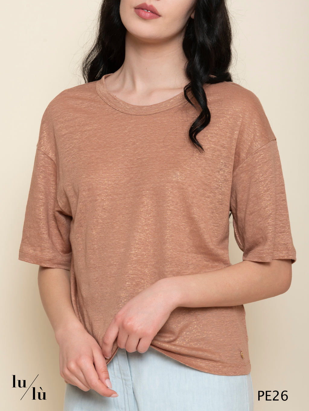 Anais - T-shirt donna in lino girocollo manica corta