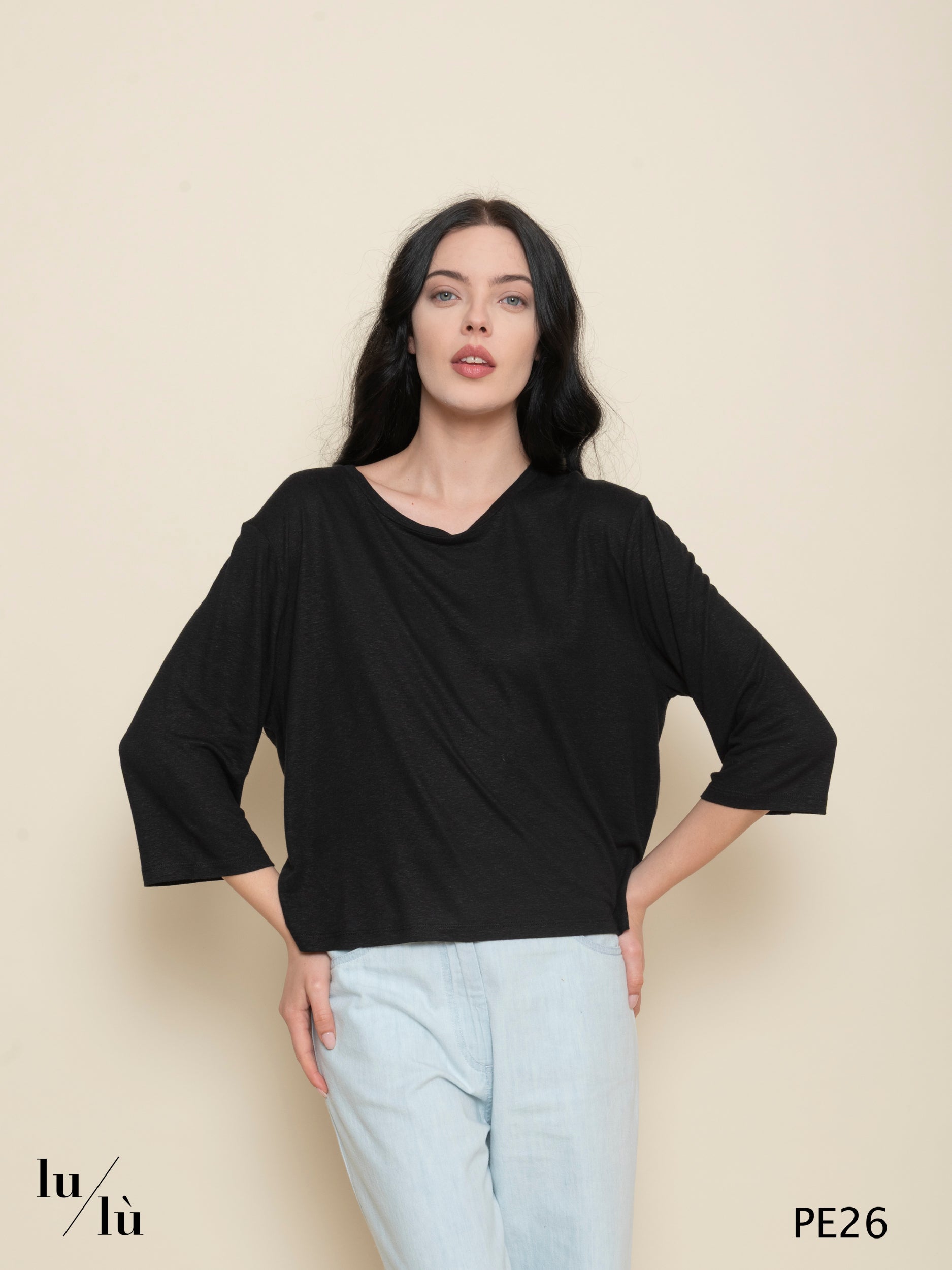 Calendula - T-shirt donna in viscosa e lino