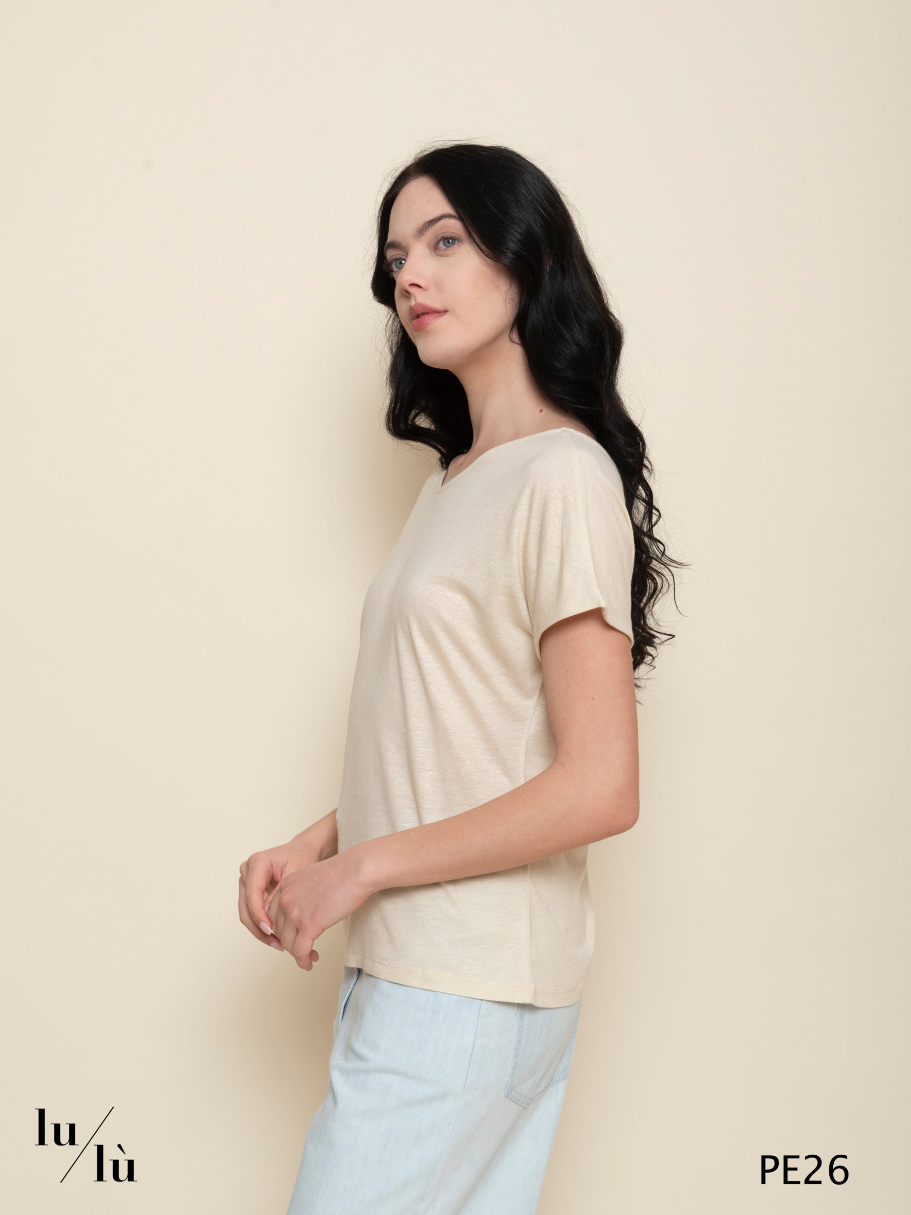 Coriandola Ivory - T-shirt donna in viscosa e lino