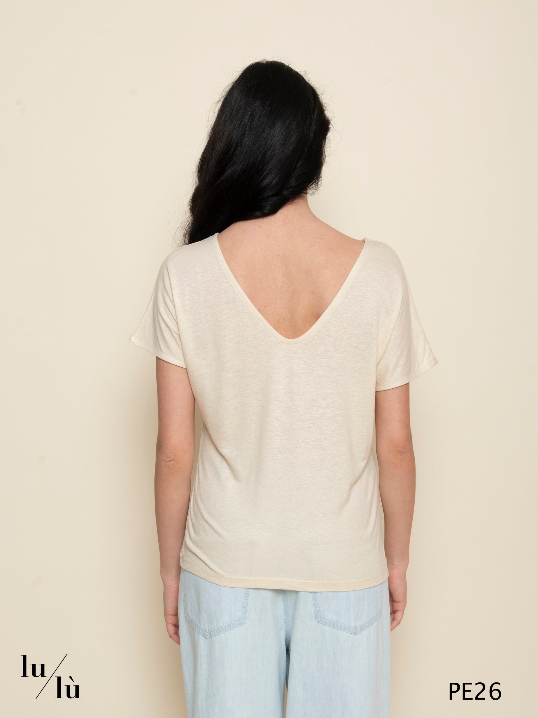 Coriandola Ivory - T-shirt donna in viscosa e lino