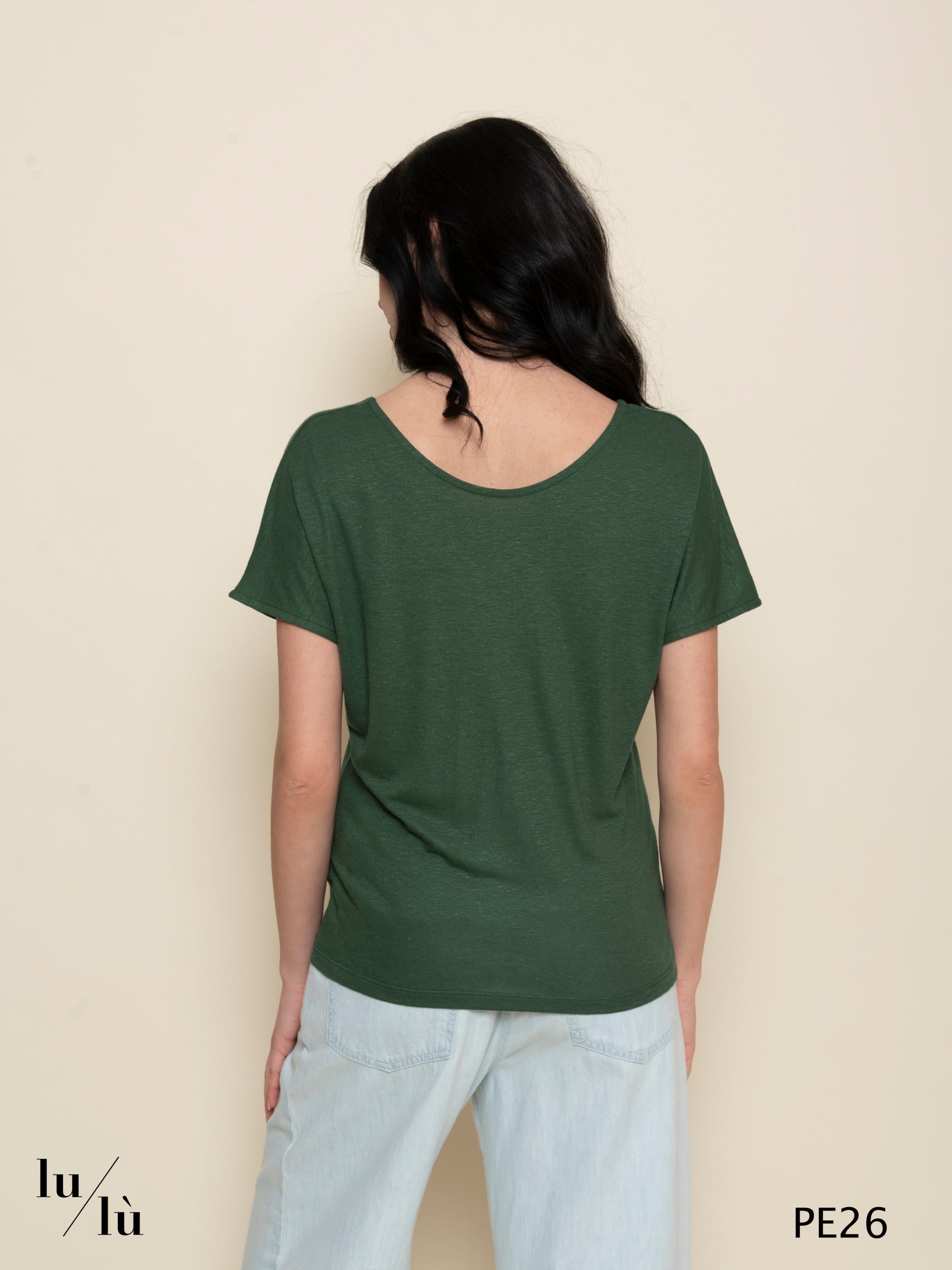 Coriandola Verde - T-shirt donna in viscosa e lino